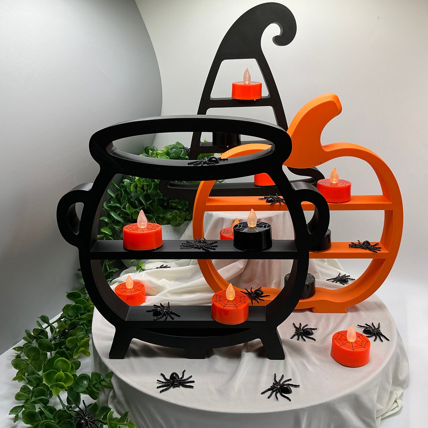 Halloween mini shelves set Cauldron, Pumpkin & Witches Hat