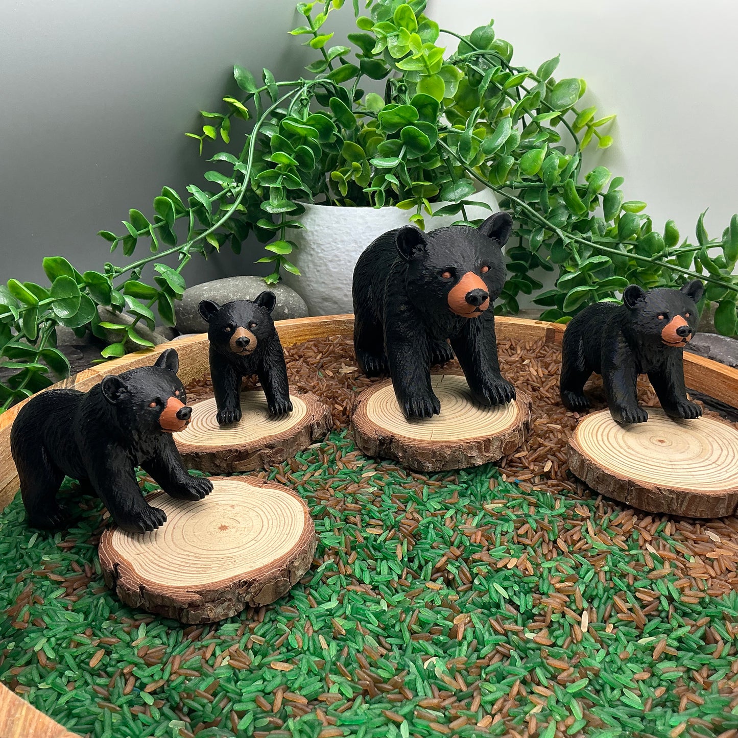 3D Printed Black Bear & three Cubs pretend Role play