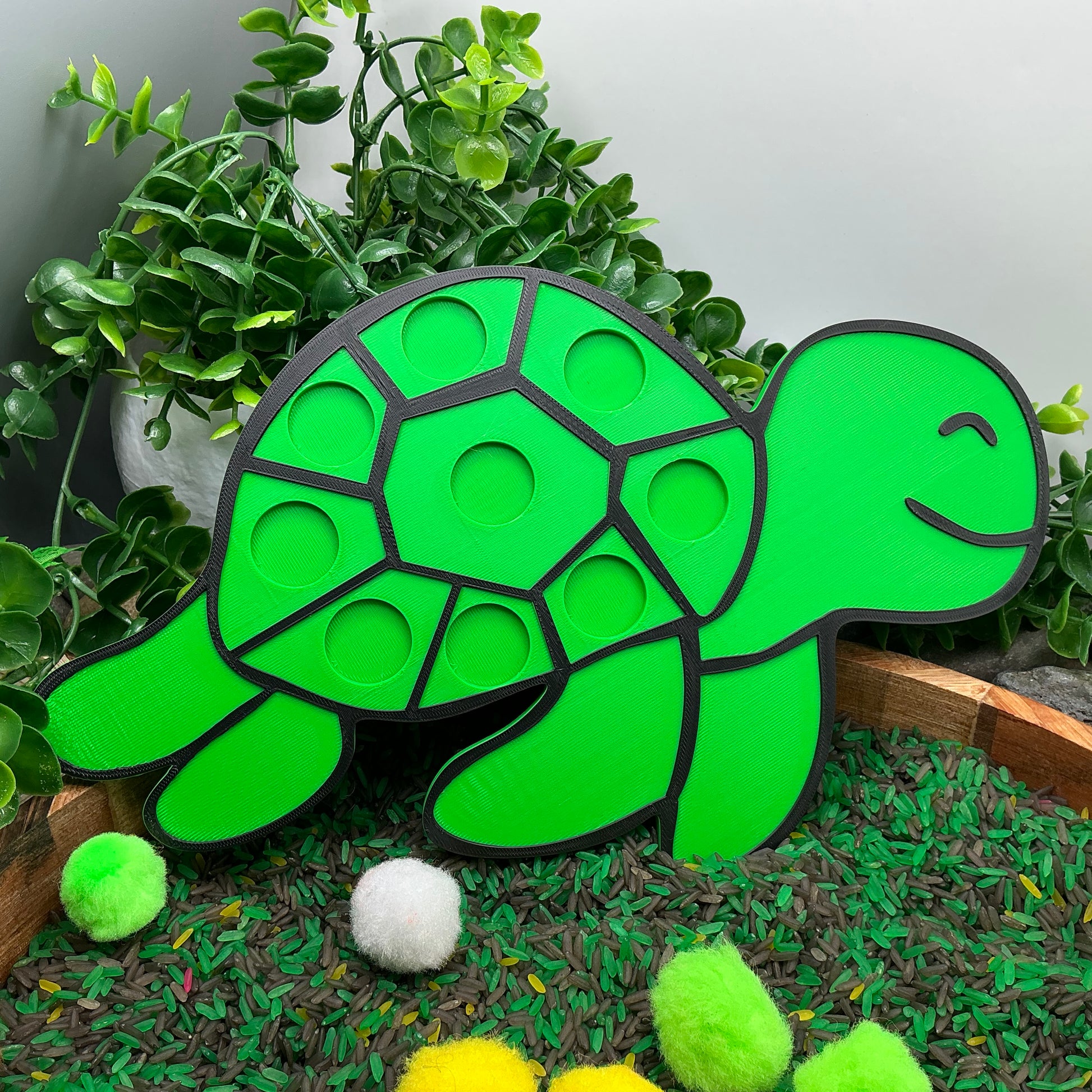 3D-printed animal shape board sensory set, 3 pieces - snake, crocodile and turtle for pom-pom play - view 13 of 13
