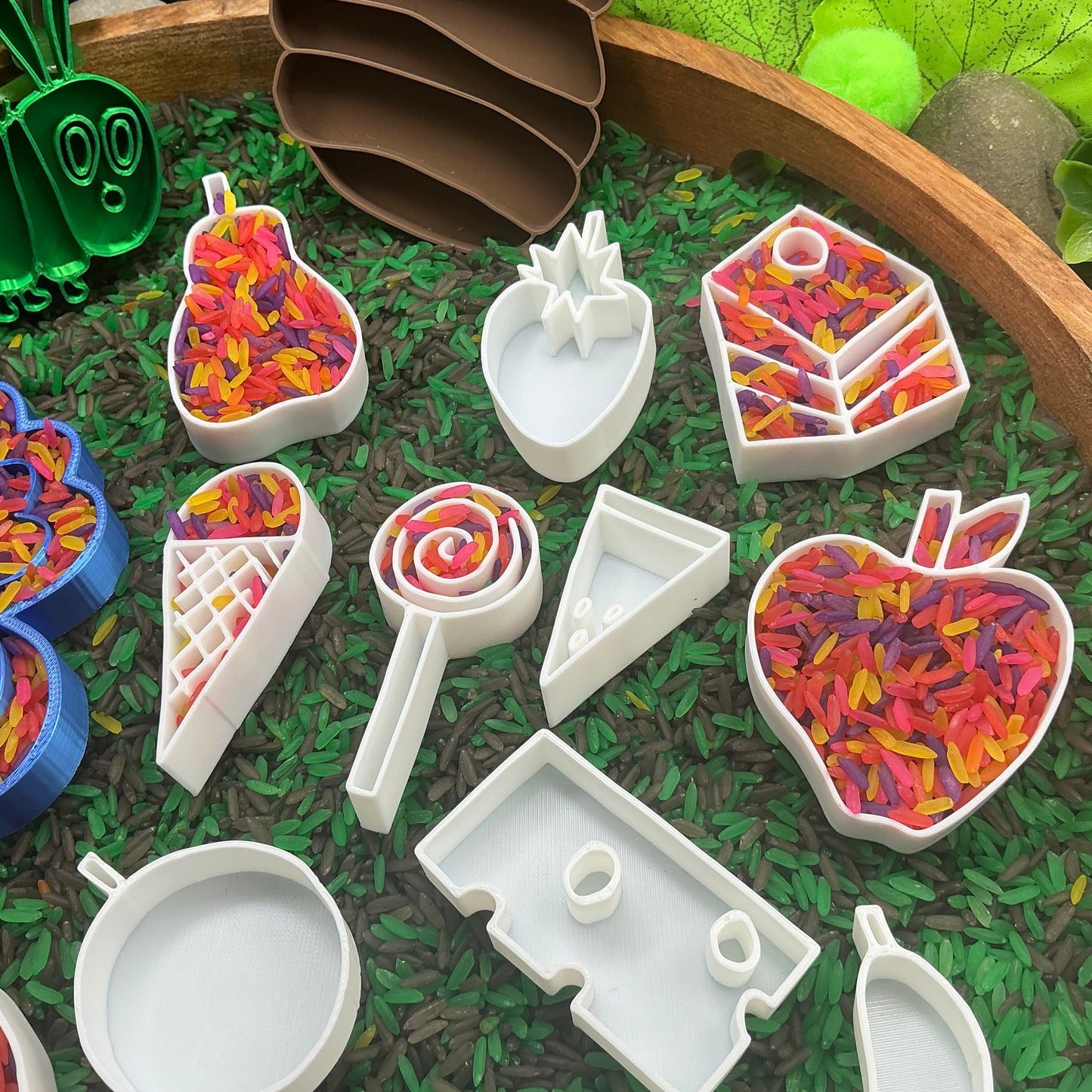 Caterpillar, Cocoon & Butterfly story book telling Sensory Filling Trays Set - Eco-Friendly 3D Printed 19 piece set