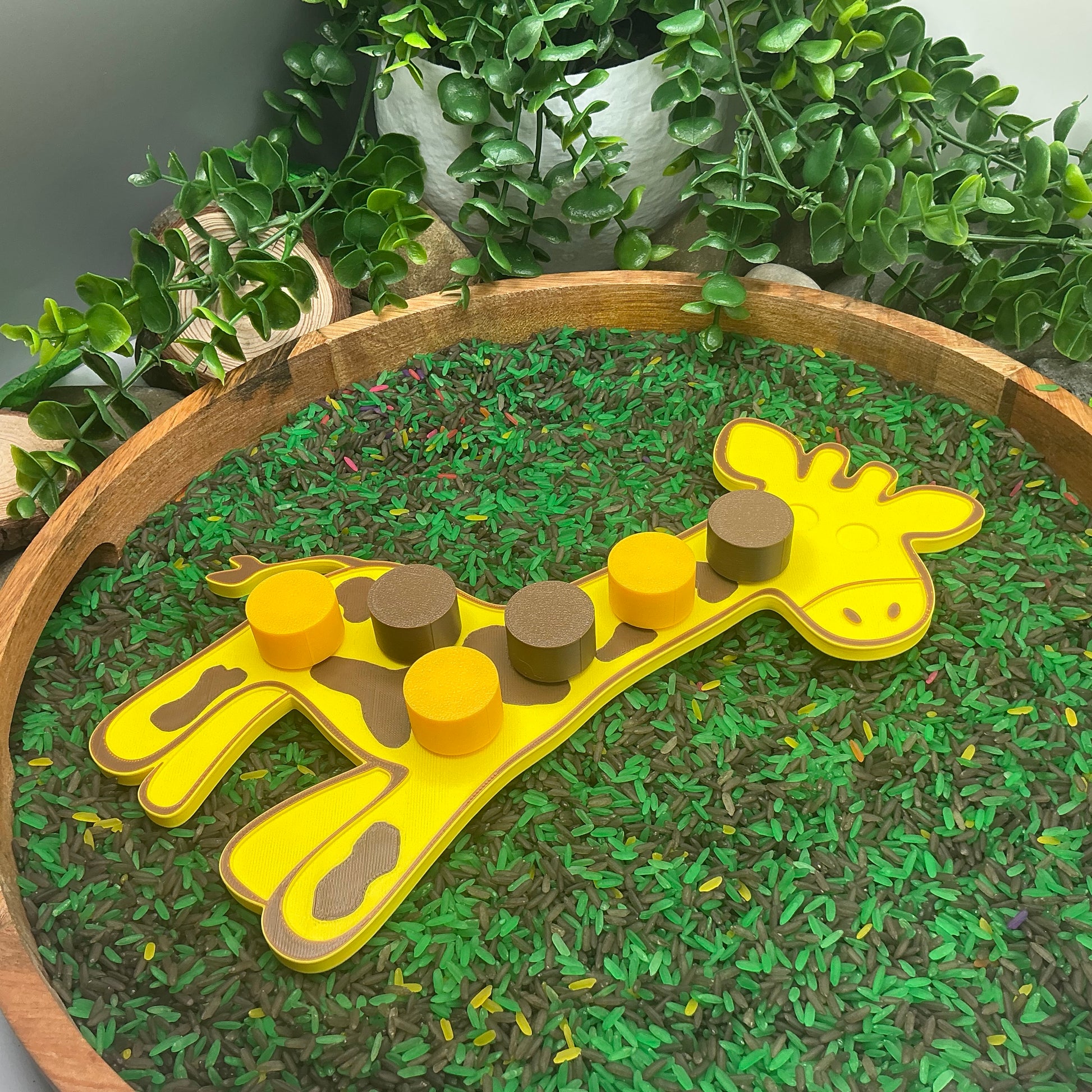 3D-printed giraffe thread peg board sensory toy with screw-on nuts - fine motor and pre-writing skill builder - view 3 of 8