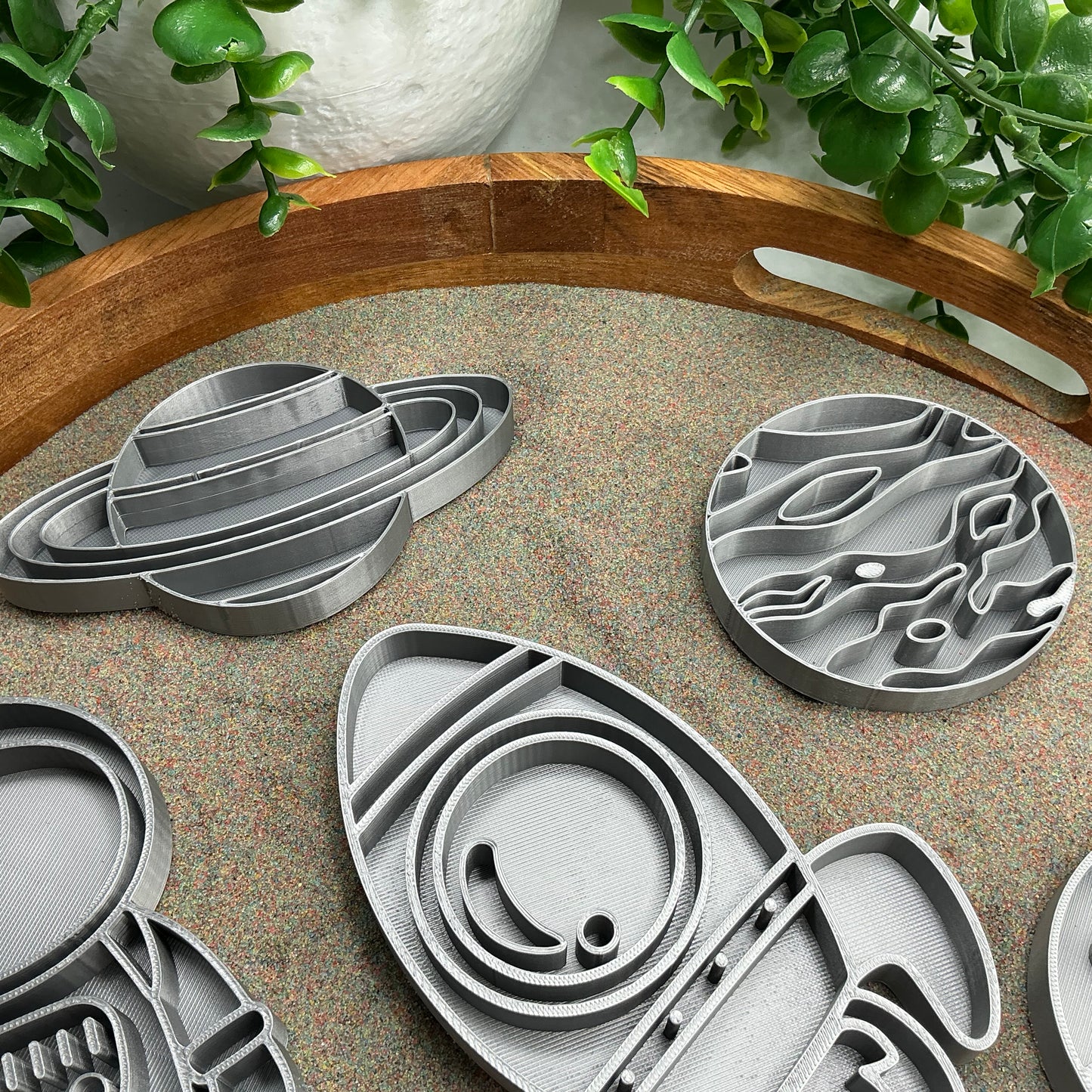 Space Sensory Filling Trays 6 Piece Set - close-up detail