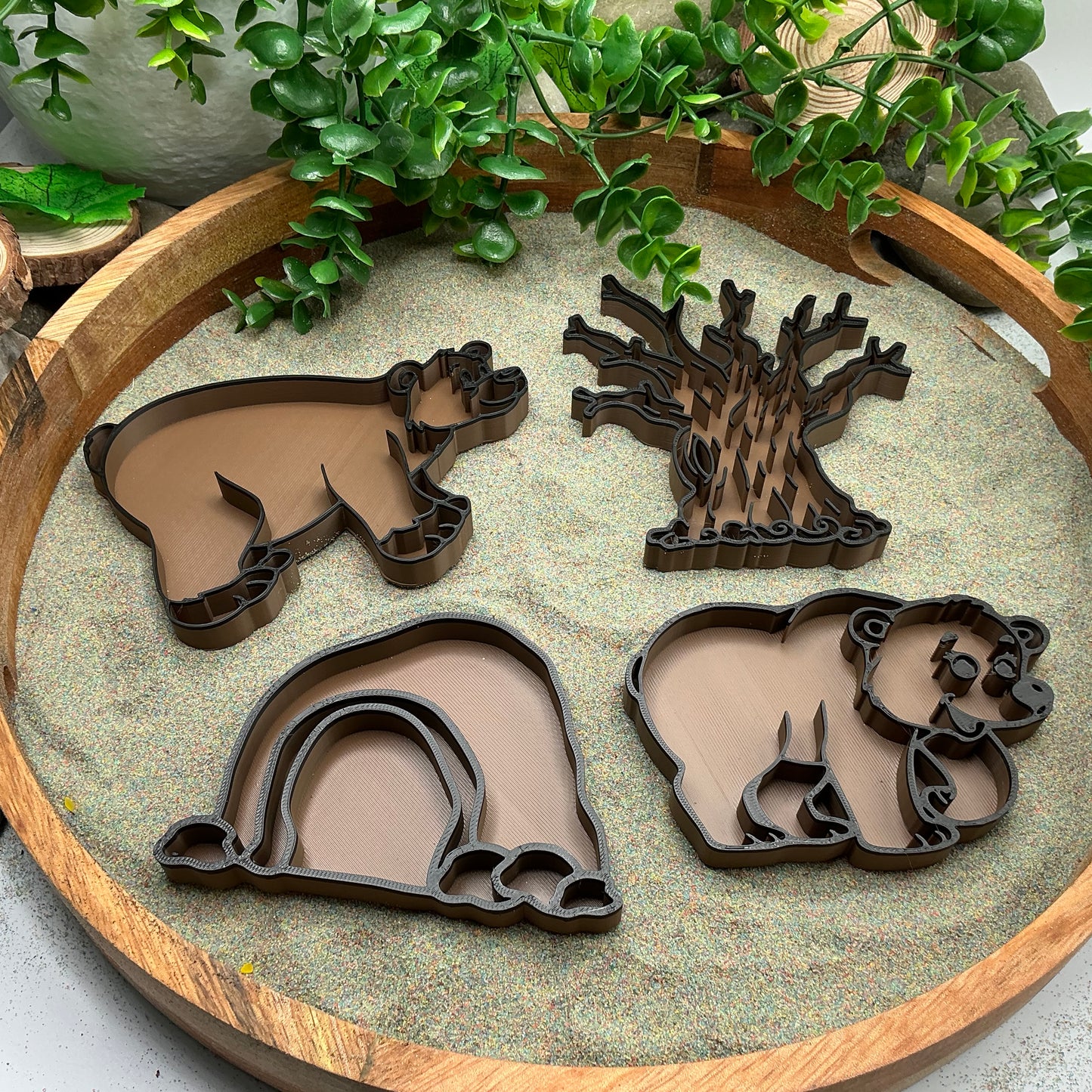3D-printed bear theme sensory filling tray, 4-piece set for sand and rice tuff trays - perfect for bear hunt storytelling - view 1 of 13