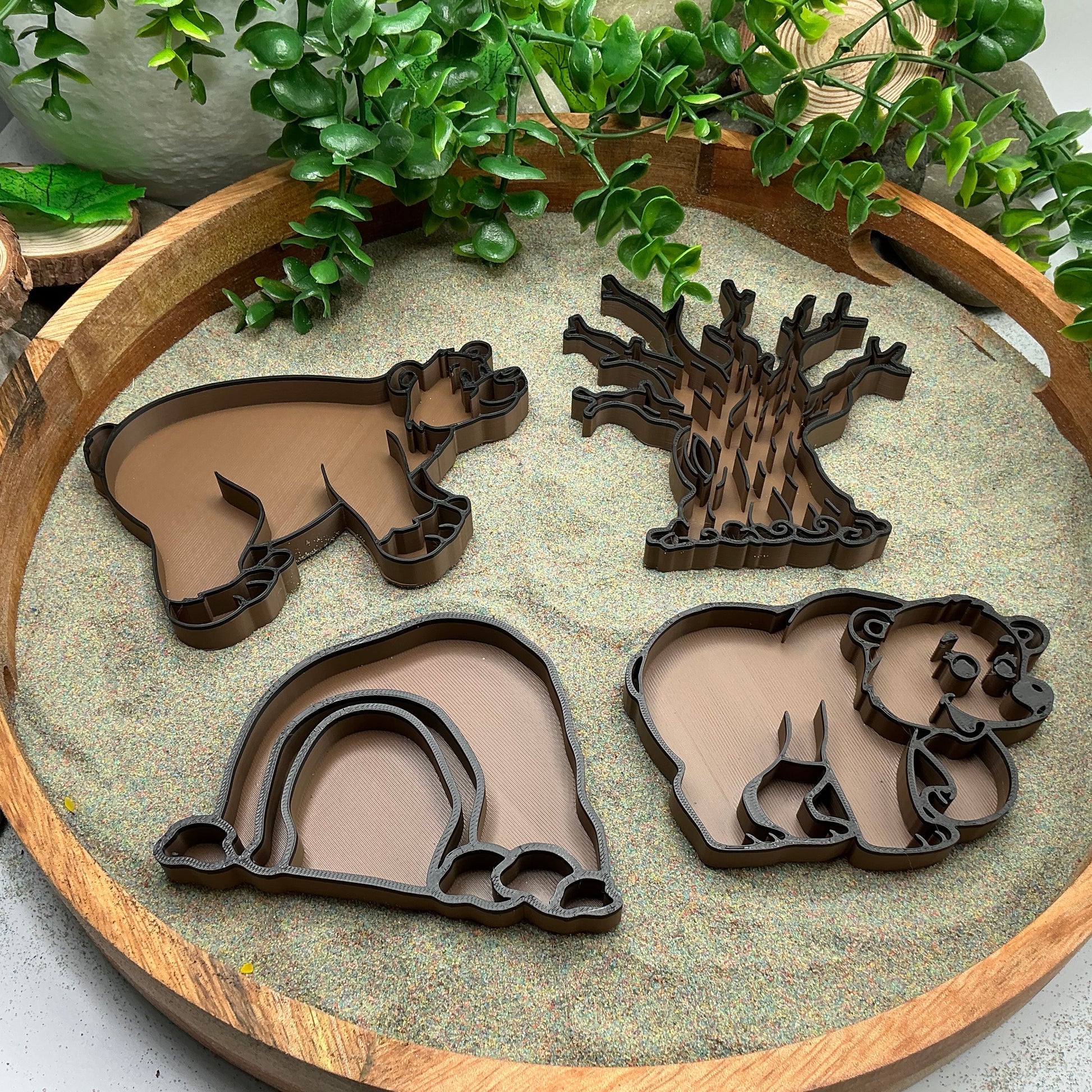 3D-printed bear theme sensory filling tray, 4-piece set for sand and rice tuff trays - perfect for bear hunt storytelling - view 1 of 13
