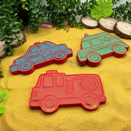 Red Emergency Vehicles Sensory Trays (Set of 3) Fire Engine Police & Ambulance M - Main Product Image