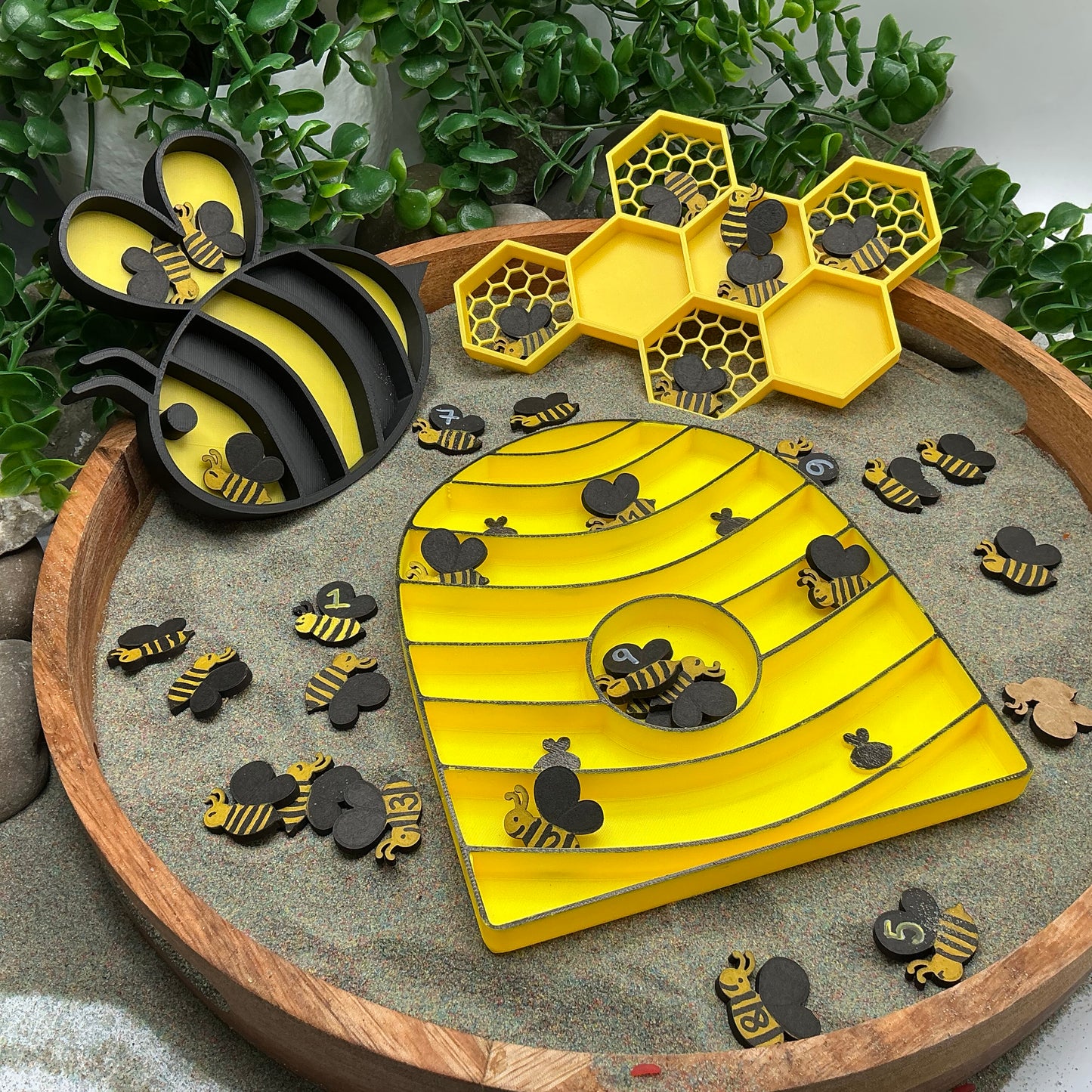 3D-printed bee theme sensory filling tray, 3-piece set with bee, hive and honeycomb - view 6 of 10