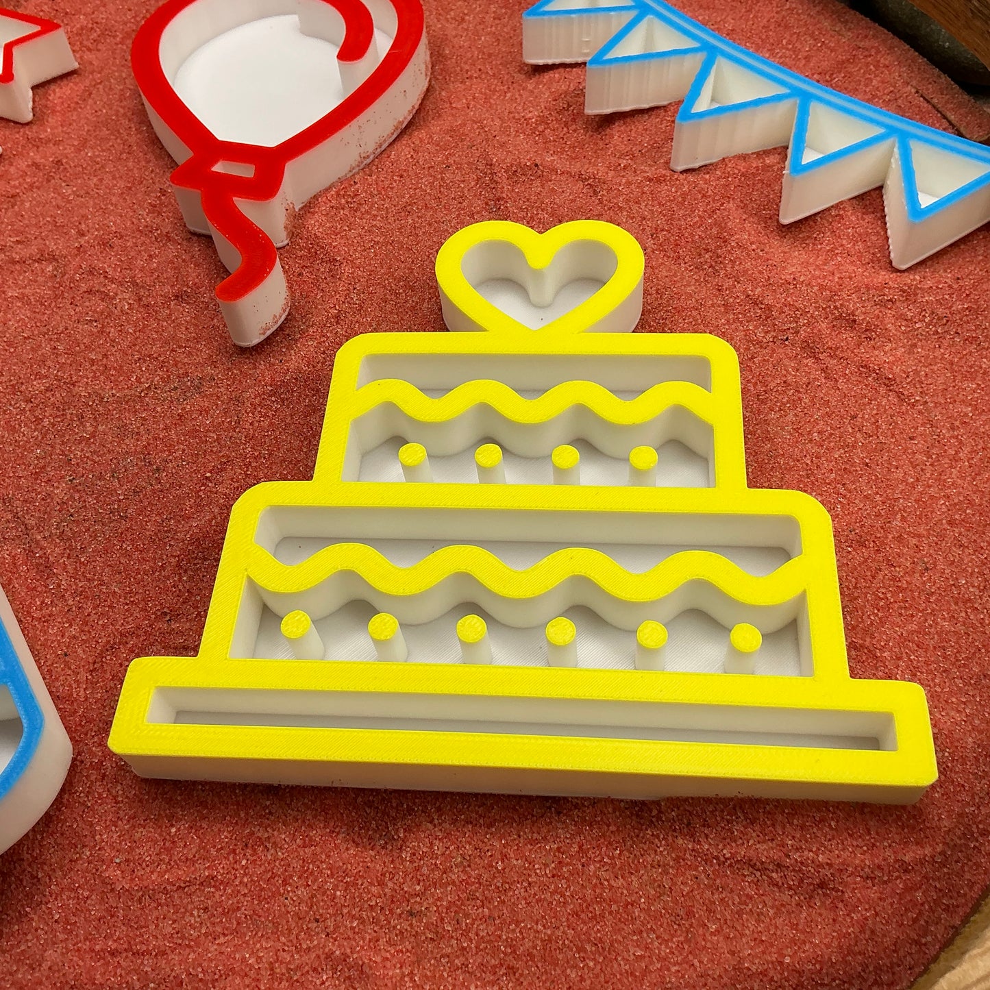 3D-printed birthday play sensory filling tray, 5-piece set with cake, balloon, banner and party hat - view 5 of 12