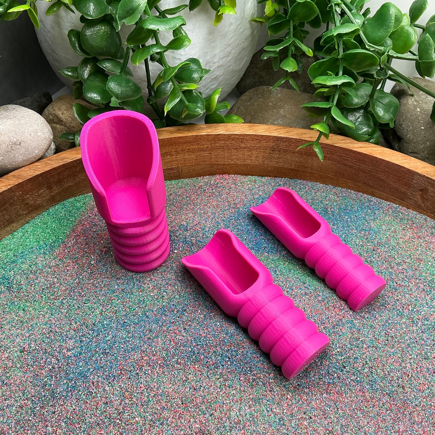 3D-printed children's sand play scoop set - 3 piece with small, medium and large scoops, choose from six colours - view 2 of 8