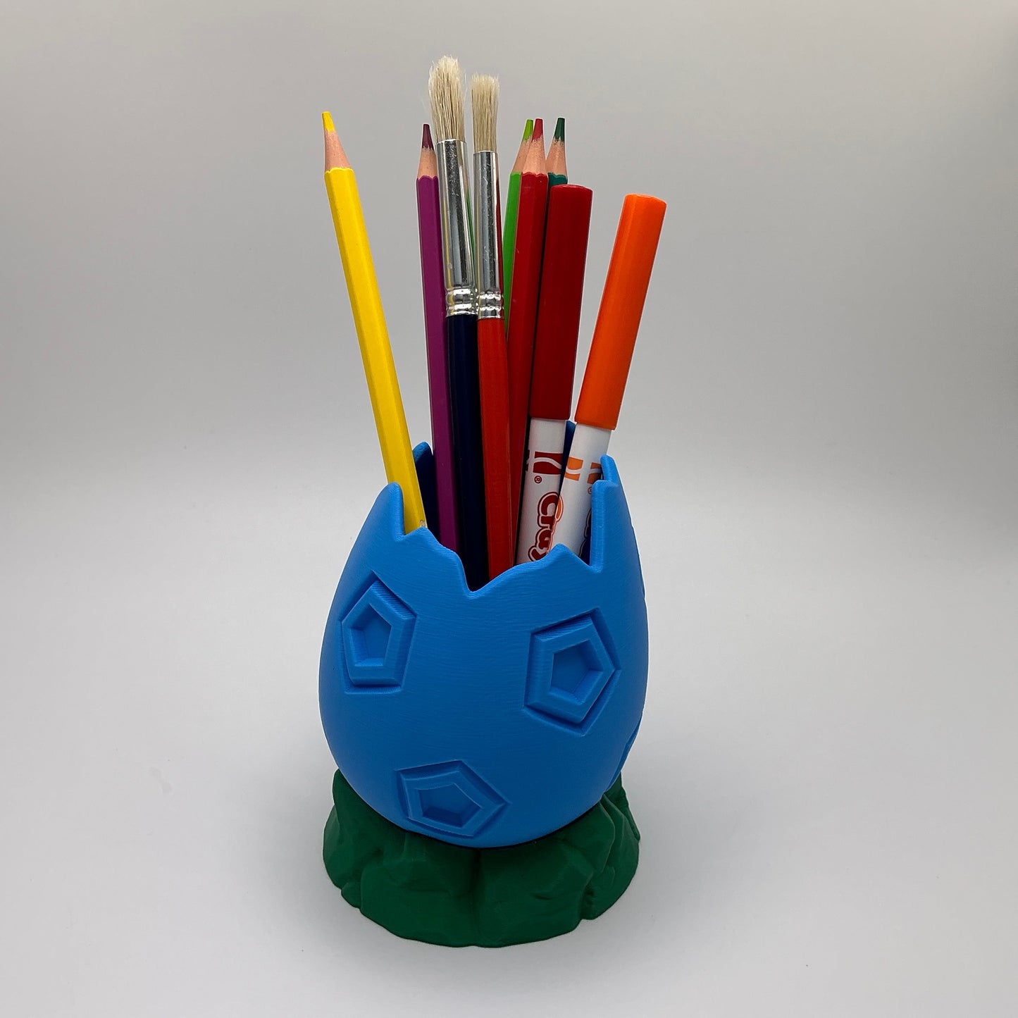 Dinosaur Egg Pencil Holder Cracked Dino Egg Pen Pot Kids Desk Organizer Paint... - different angle