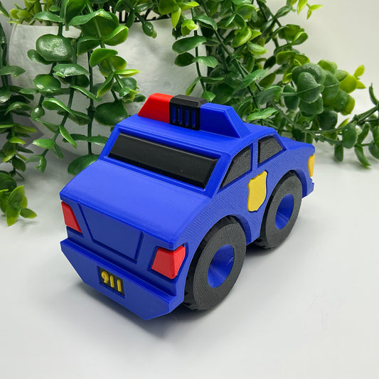 Large 3D Printed Police Car Durable Indoor & Outdoor Push Along Big Kids Rescue  - Alternative View