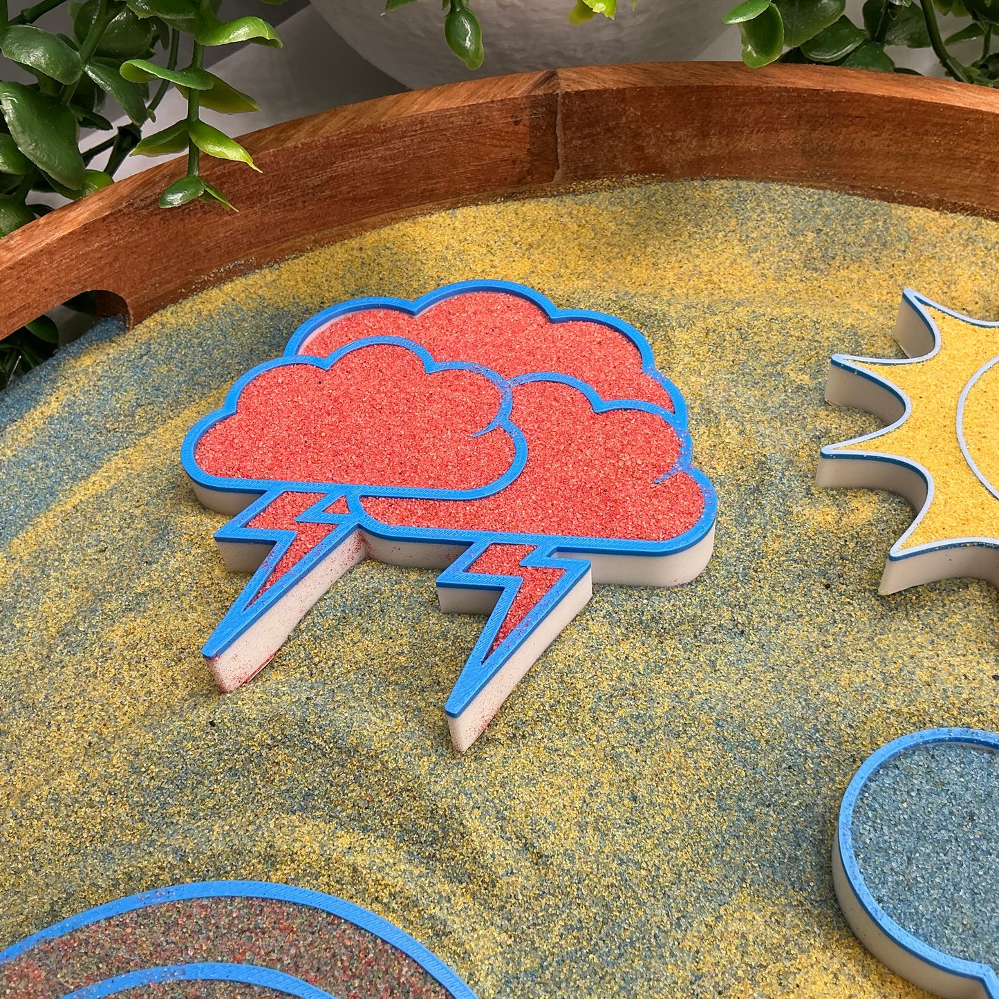 3D-printed weather sensory filling tray, 5-piece set with sun, rainbow, raindrop and two clouds - view 4 of 11