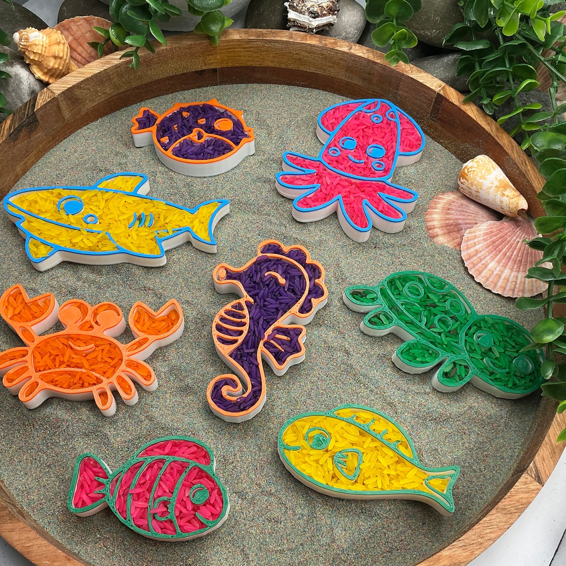 3D-printed underwater sea animals sensory filling tray, 8-piece set for sand and rice tuff trays - view 10 of 10