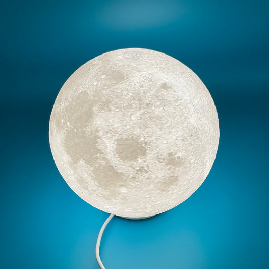 6" High-Res 3D Printed Moon Lamp | Realistic NASA Lunar Surface Night Light | Ce - Main Product Image