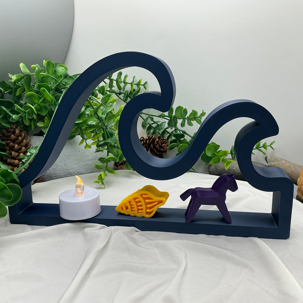 Dolphin & wave table top mini shelves display shelf, two piece set