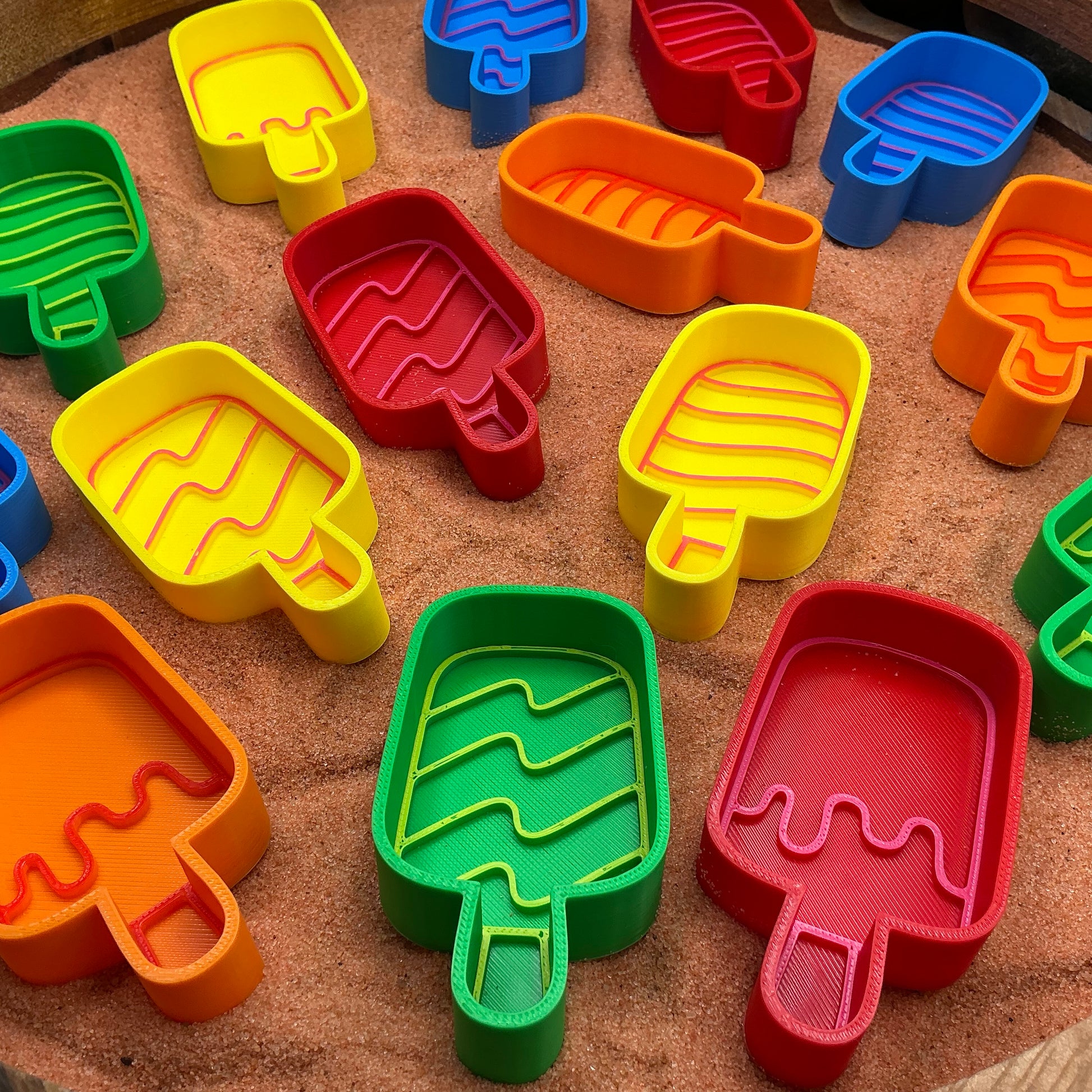 3D-printed ice cream lollies sensory fill shape set - 15 piece with 3 each of yellow, red, orange, blue and green - view 3 of 13