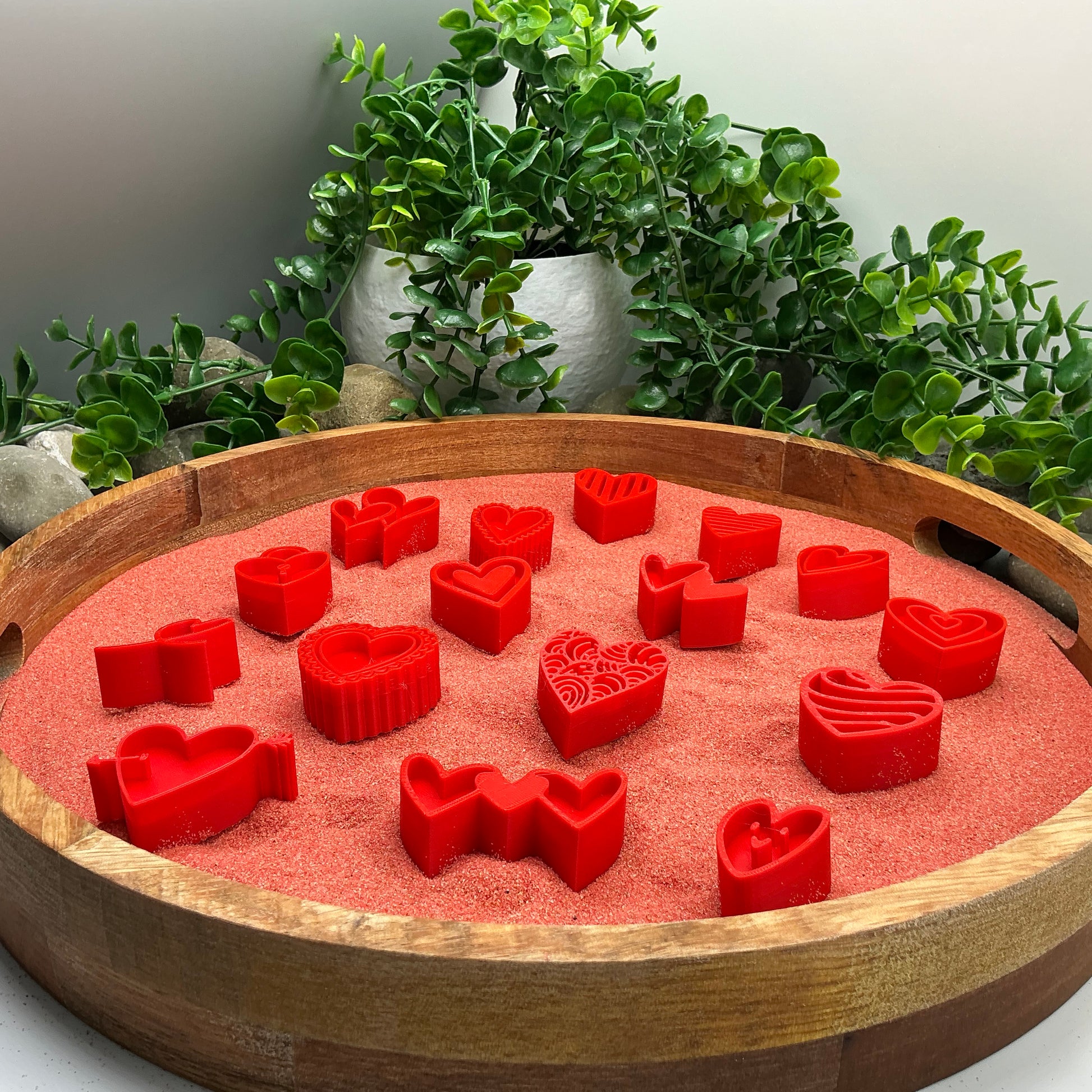 3D-printed love heart stamps sensory set, 16 pieces for play dough, kinetic sand and clay - view 7 of 8