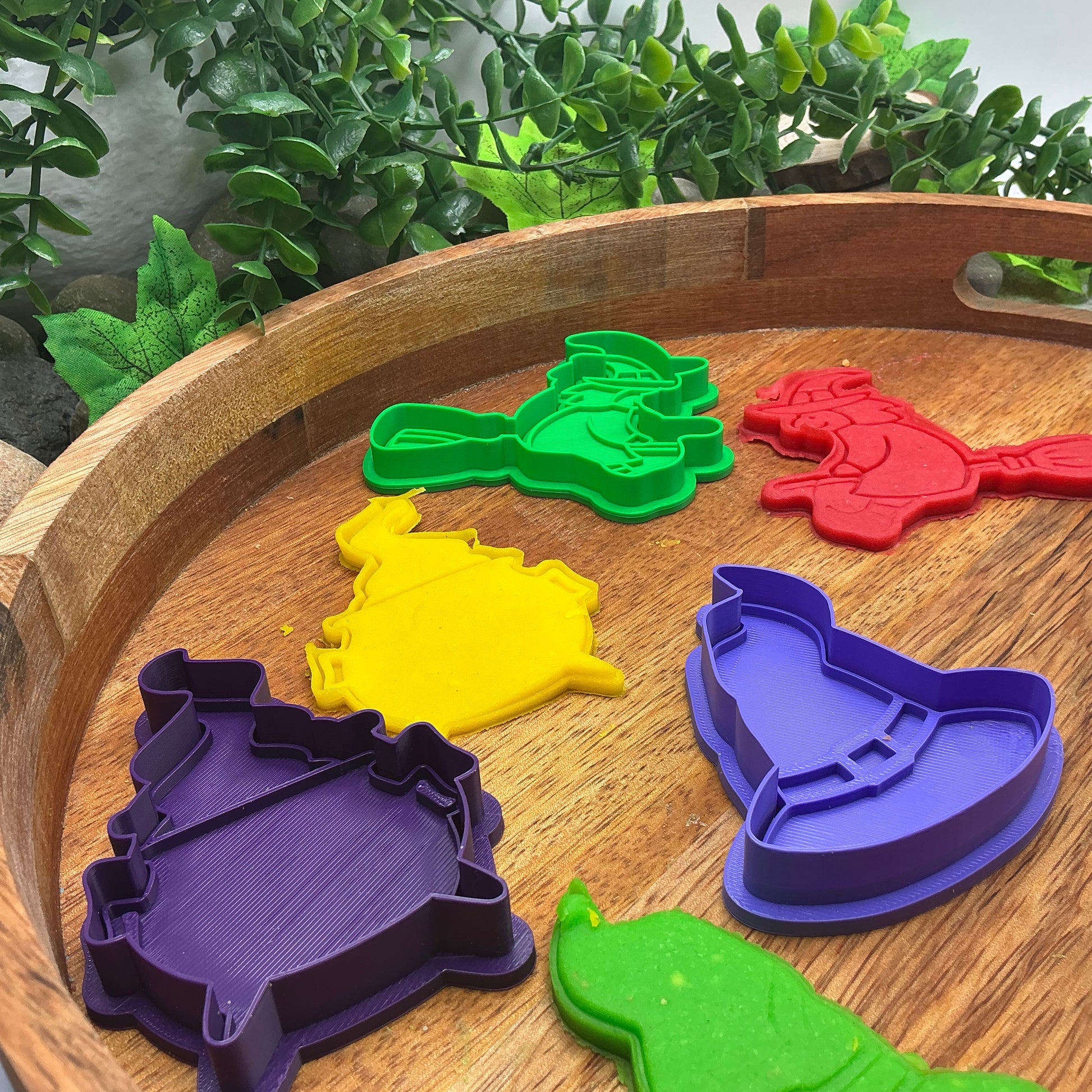 3D-printed witch Halloween play dough cookie cutter set - 4 piece (witch on broom, cauldron, hat and pumpkin) colour set B - view 12 of 13