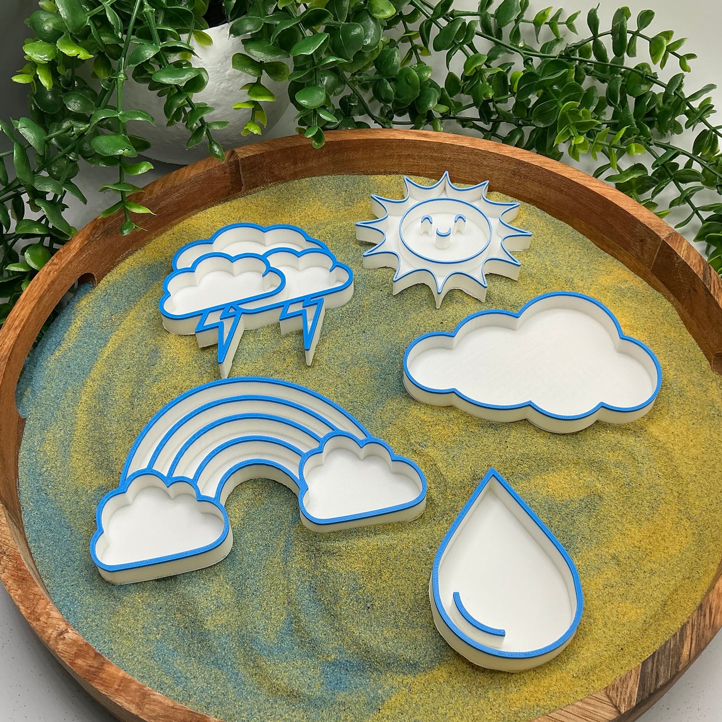 3D-printed weather sensory filling tray, 5-piece set with sun, rainbow, raindrop and two clouds - view 7 of 11