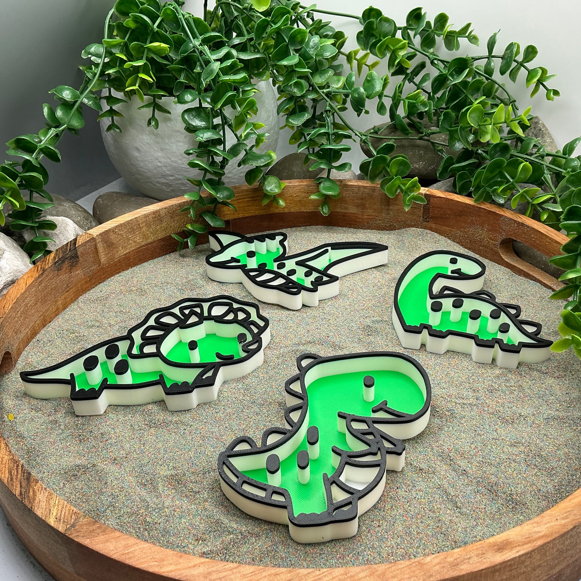 3D-printed dinosaur fill shapes sensory filling tray, 4-piece set for sand and rice tuff trays - view 6 of 13