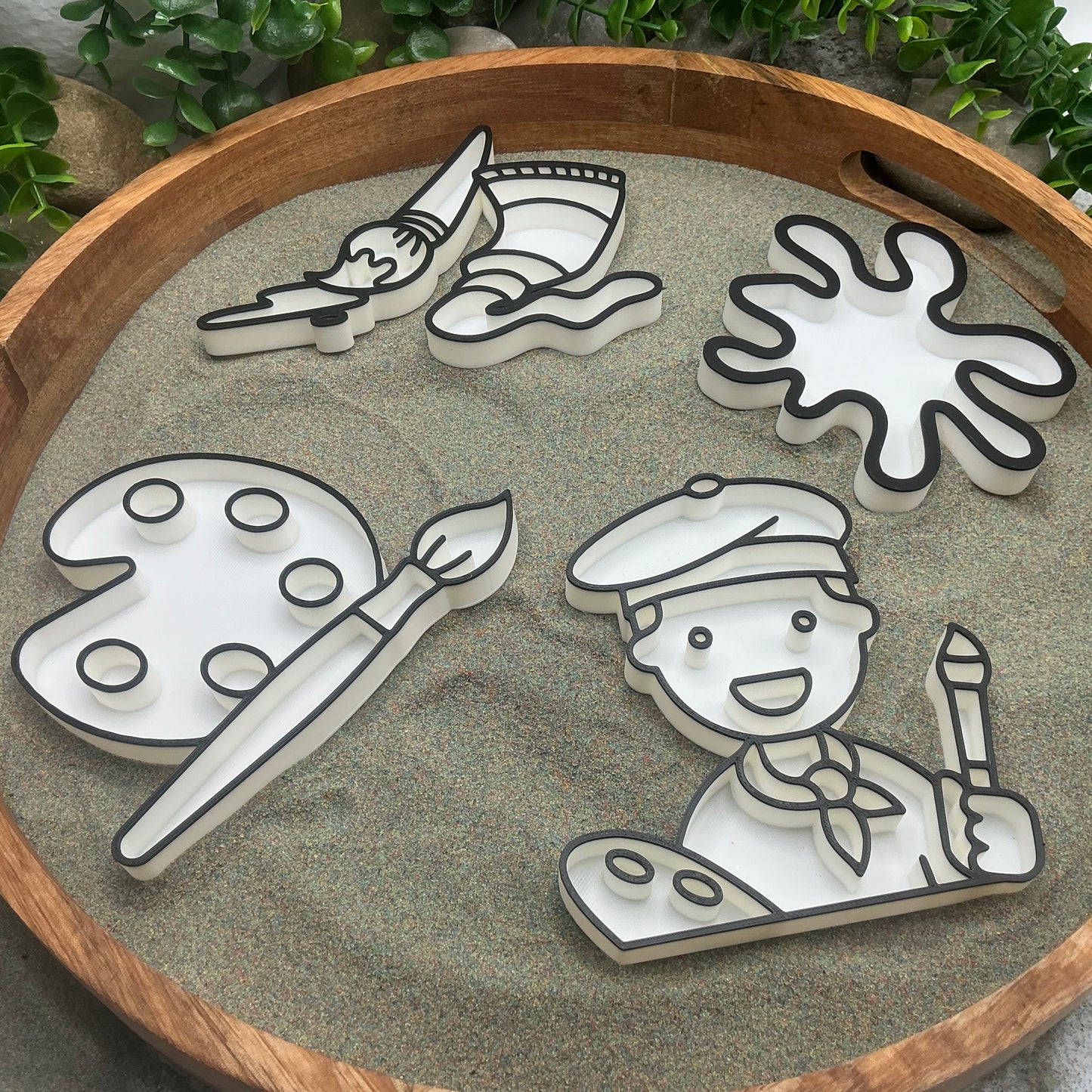 3D-printed play artist sensory filling tray, 4-piece art-themed set for sand and rice tuff trays - view 1 of 15