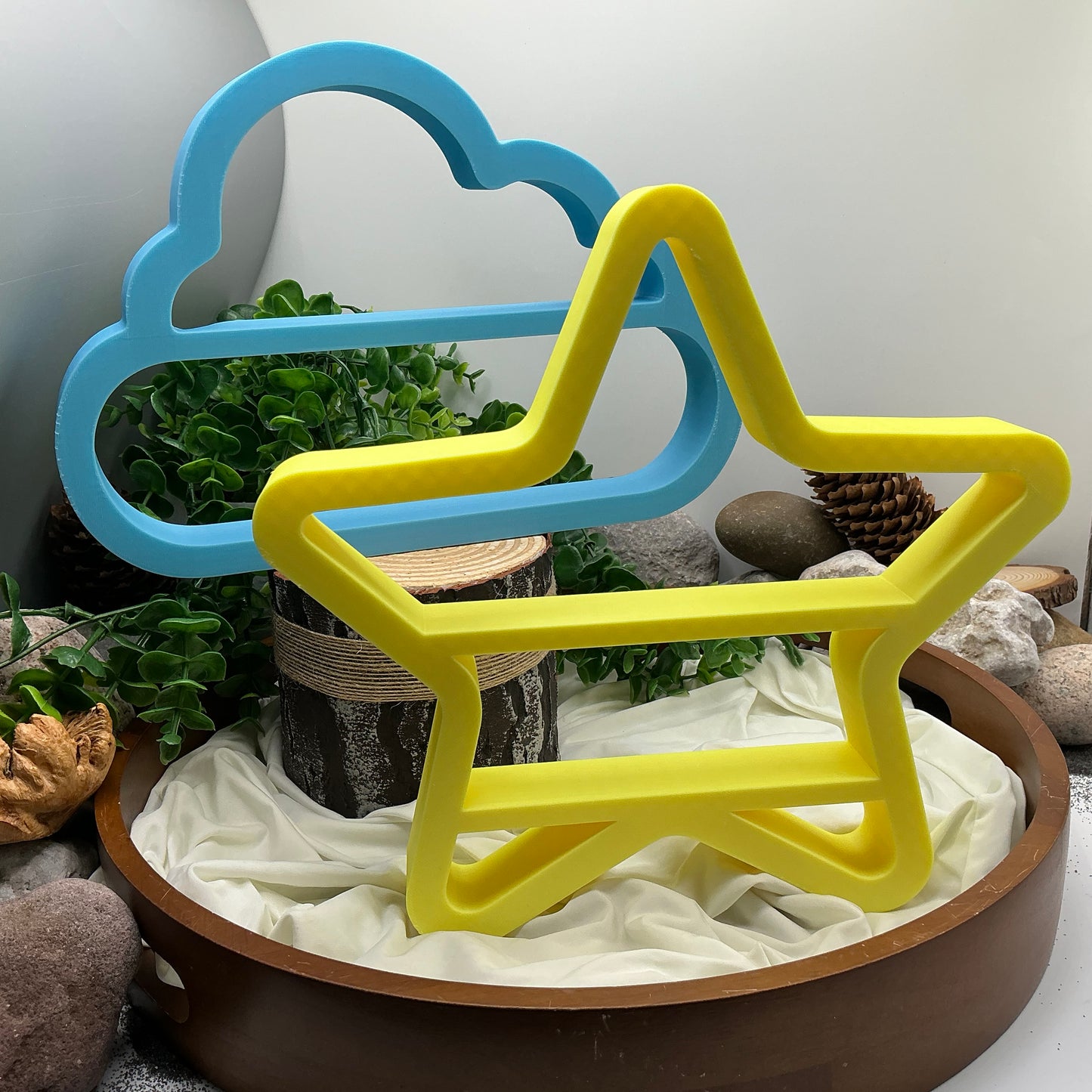 Set of two table top mini shelves star & cloud glow in the dark