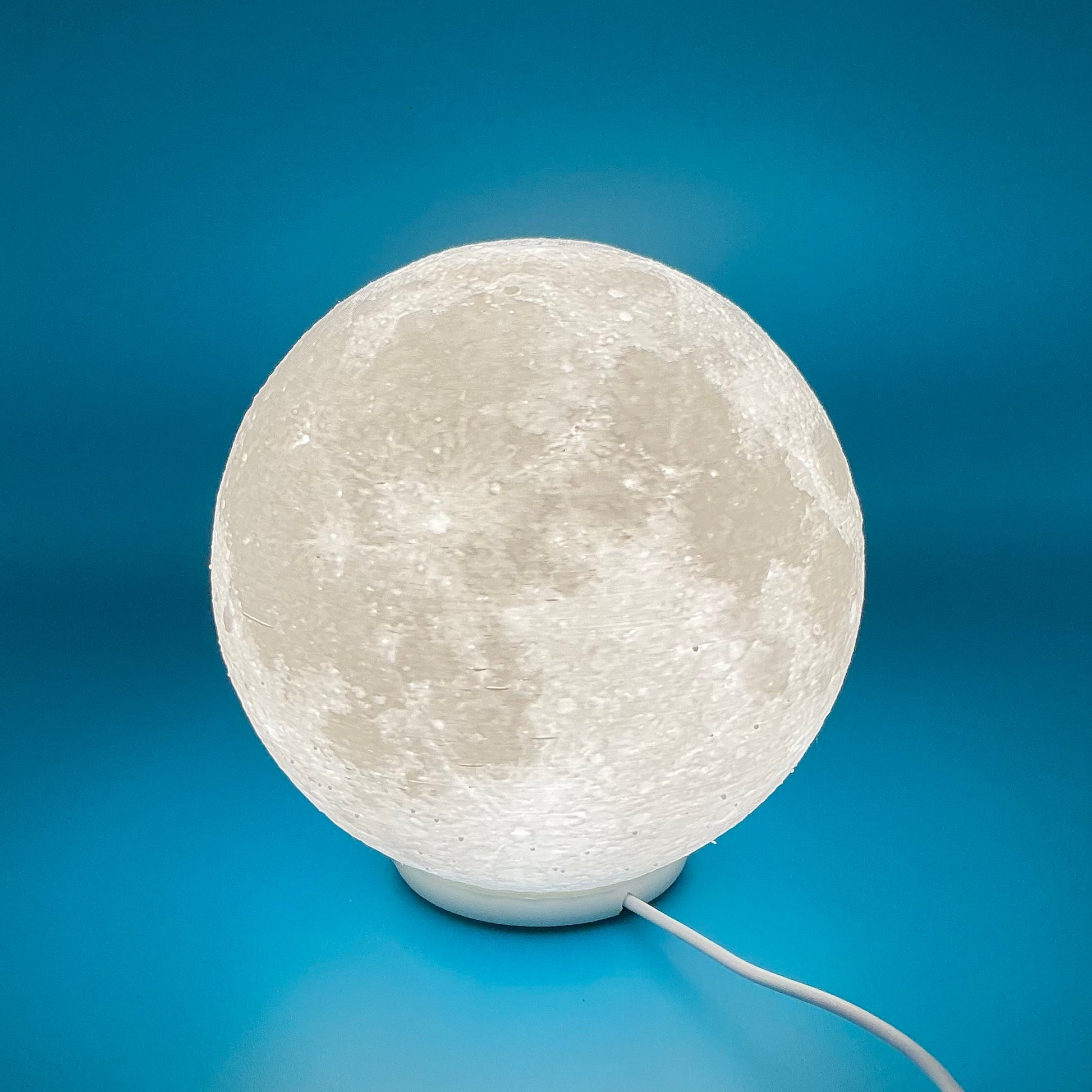 6" High-Res 3D Printed Moon Lamp | Realistic NASA Lunar Surface Night Light | Ce - Detail Shot