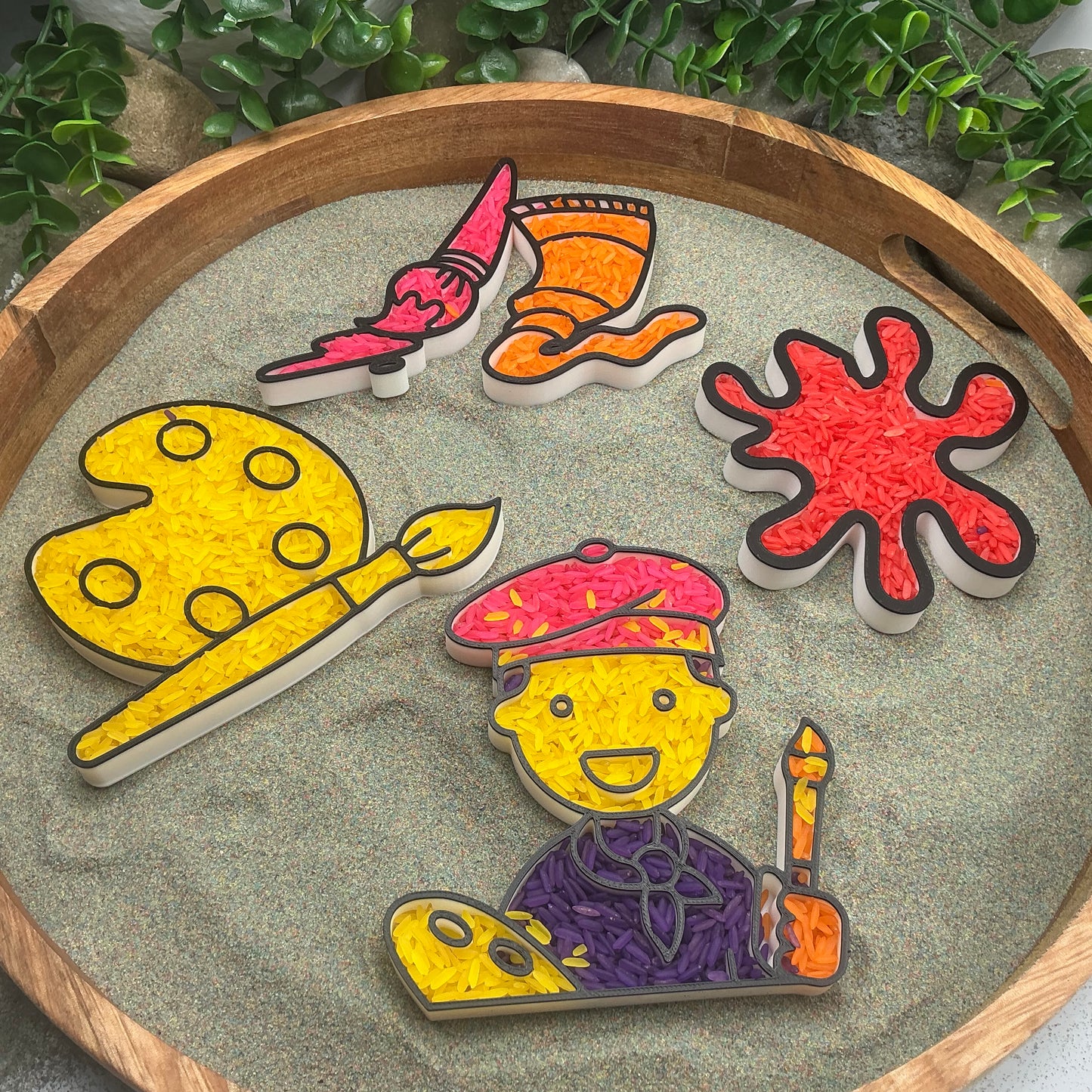 3D-printed play artist sensory filling tray, 4-piece art-themed set for sand and rice tuff trays - view 7 of 15