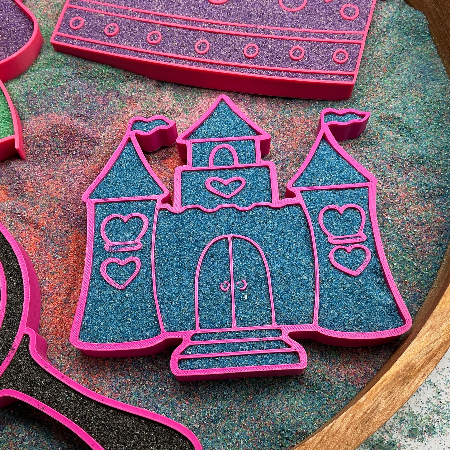 Princess theme fill shapes 4 piece set princess castle crown & mirror