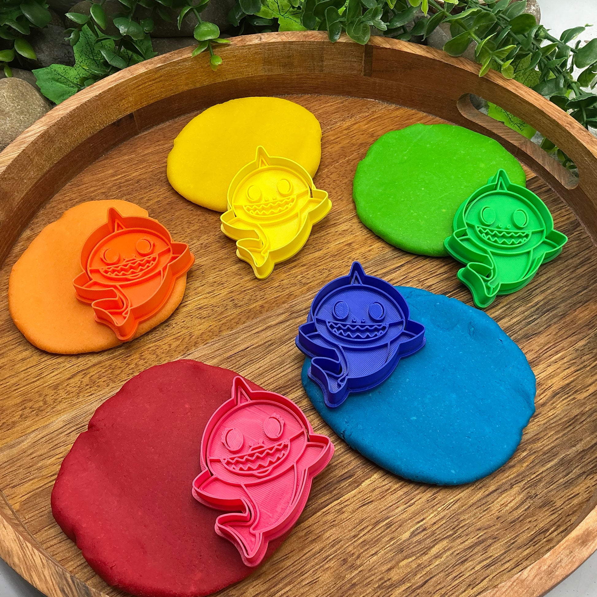 3D-printed shark family play dough cookie cutter set - 5 piece graduated size ocean theme - view 1 of 11