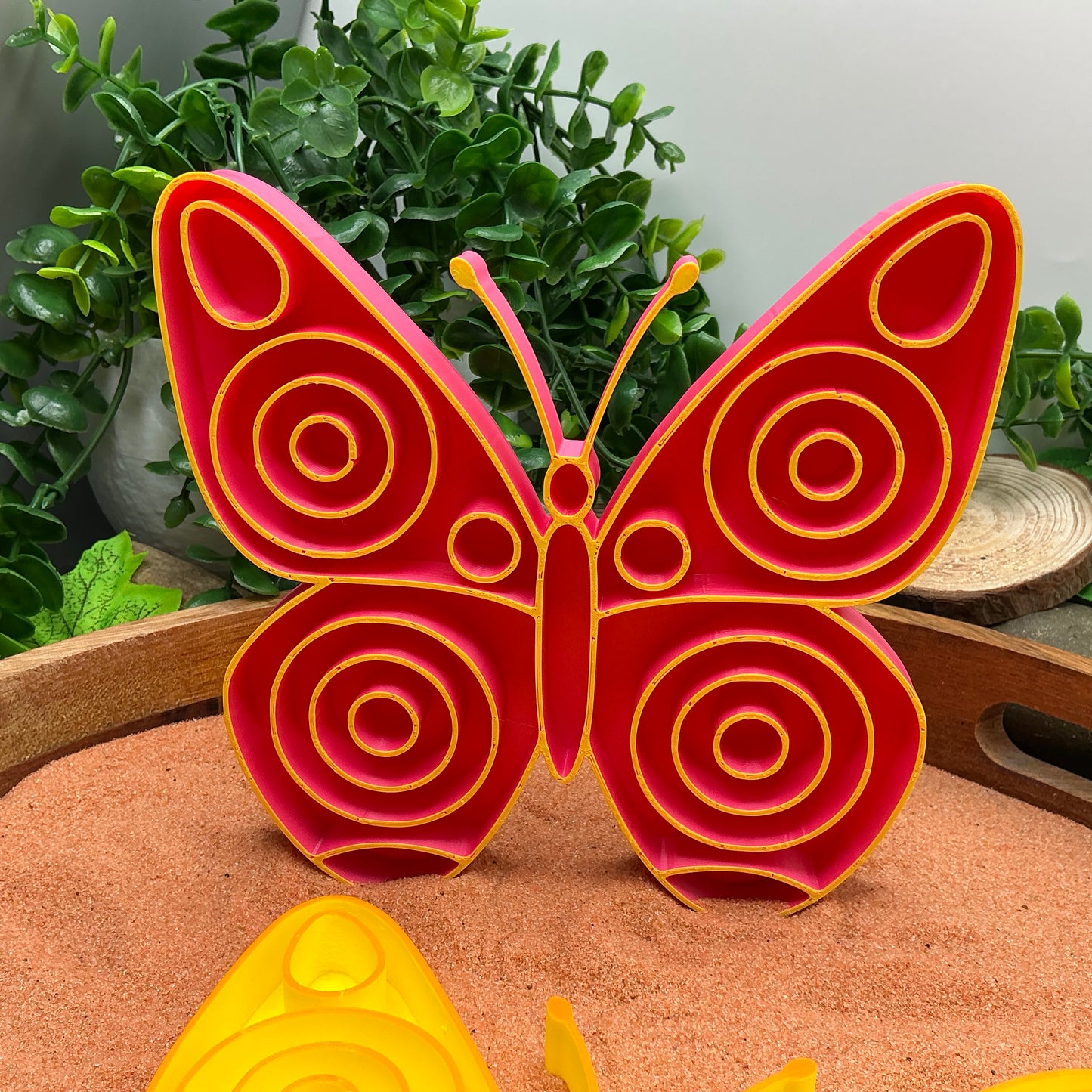 3D-printed butterfly sensory fill shape - choose pink or yellow for garden and minibeasts play - view 1 of 10
