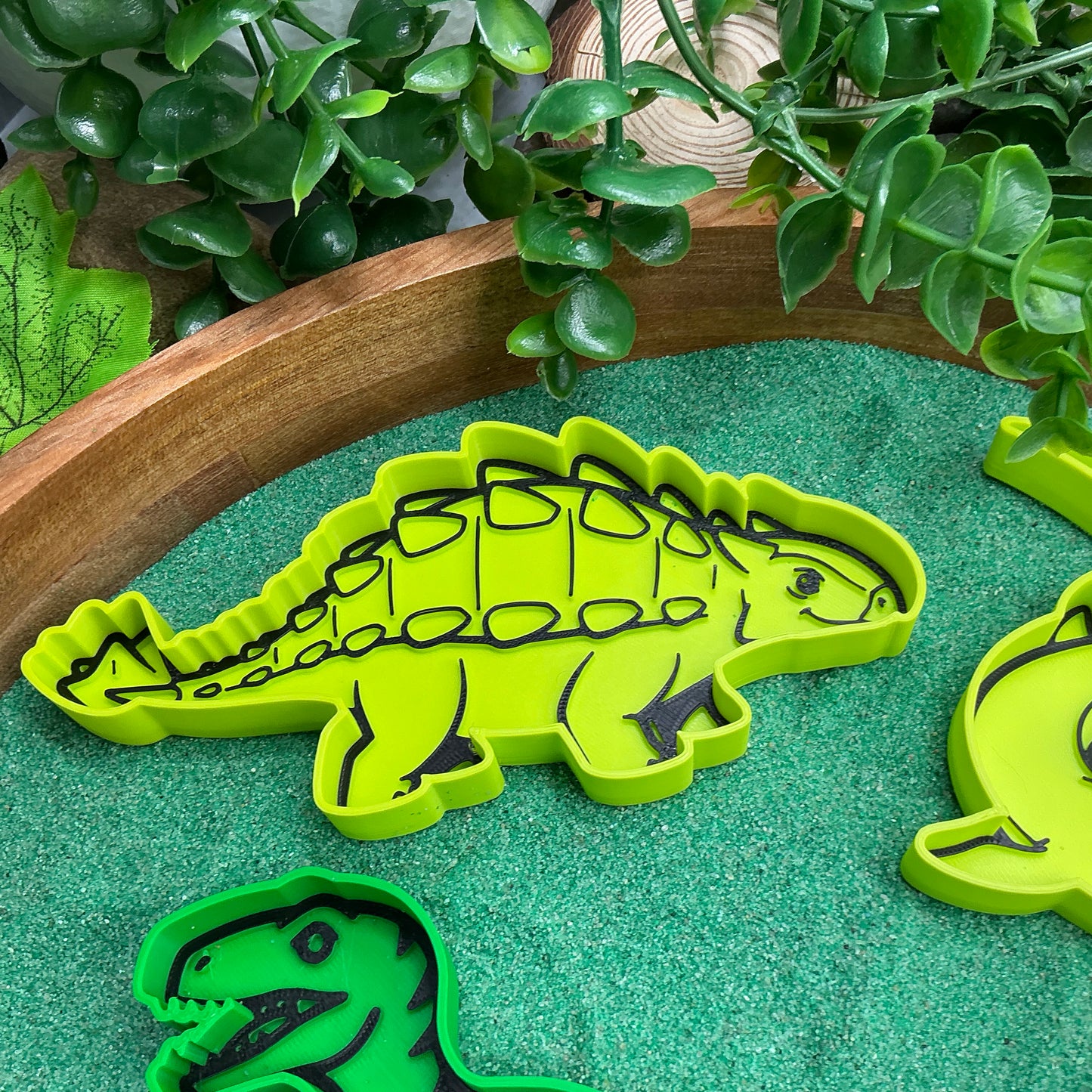3D-printed dinosaur sensory fill shape set - 5 piece with Ankylosaurus, Mosasaurus, Pterodactyl, Velociraptor and Parasaurolophus - view 2 of 15