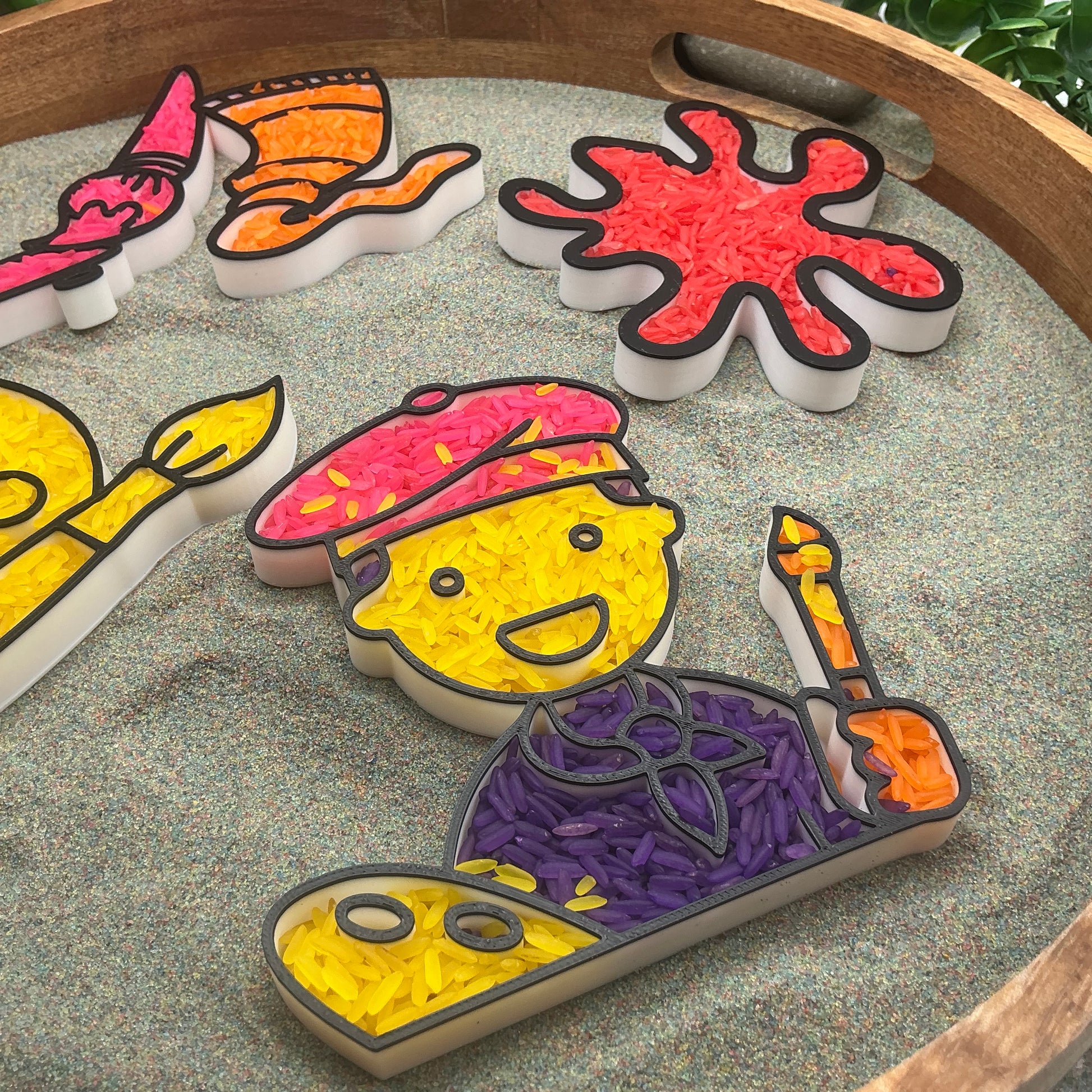 3D-printed play artist sensory filling tray, 4-piece art-themed set for sand and rice tuff trays - view 15 of 15