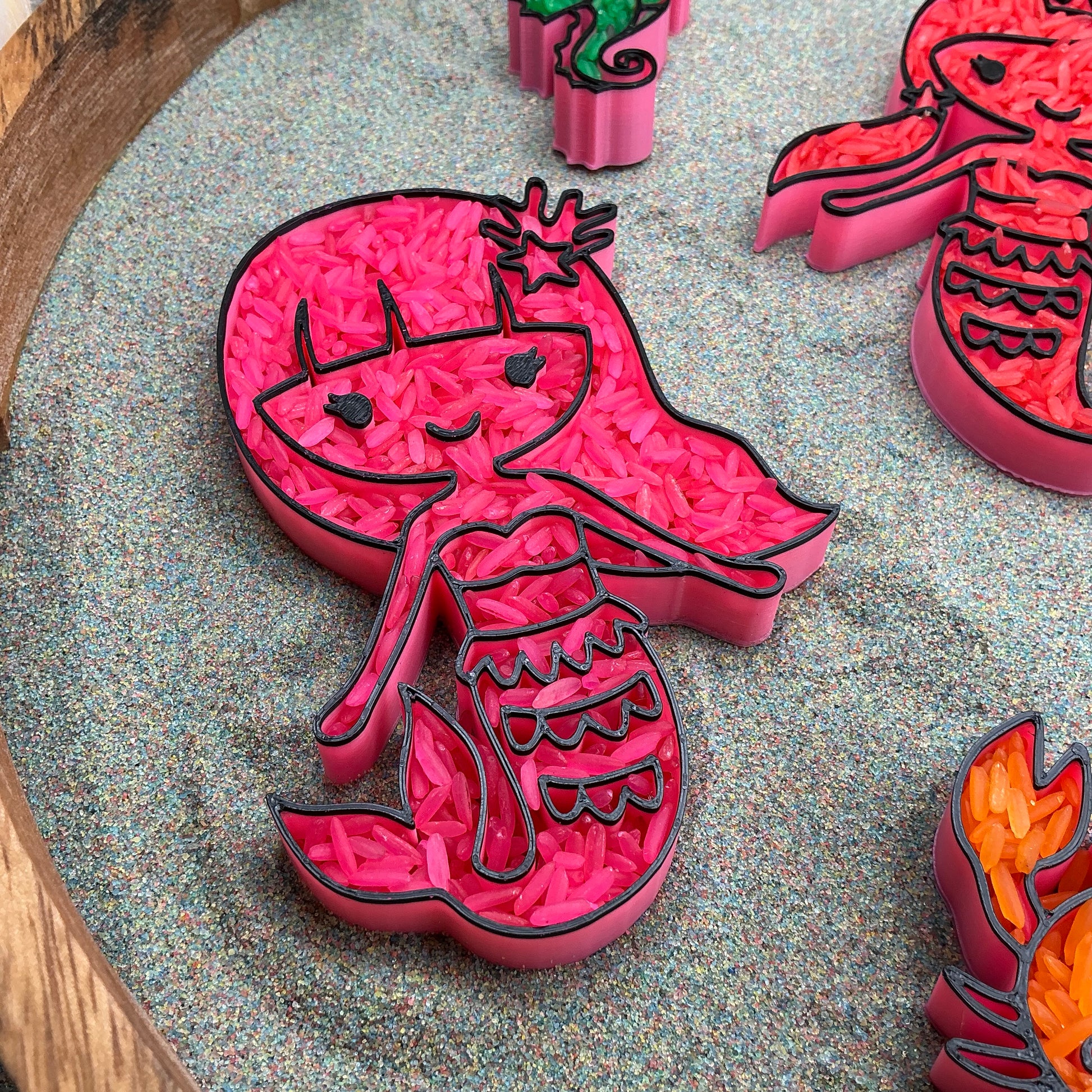 3D-printed mermaid sensory filling tray, 5-piece set with three mermaids, crab and fish - view 9 of 14