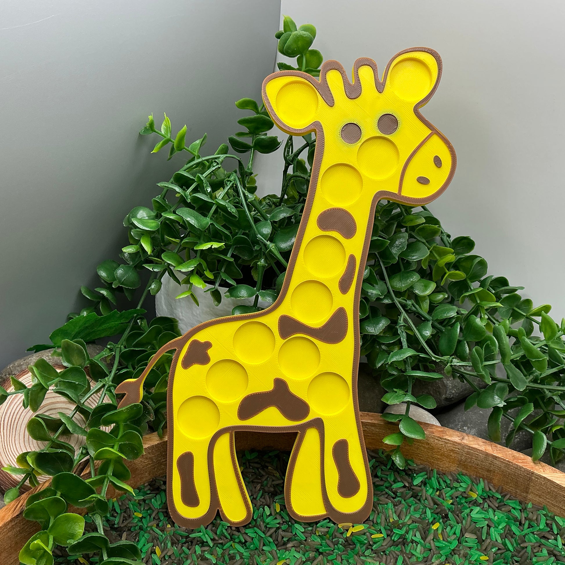 3D-printed animal shape board sensory set, 5 pieces - parrot, zebra, elephant, lion and giraffe for pom-pom play - view 10 of 21