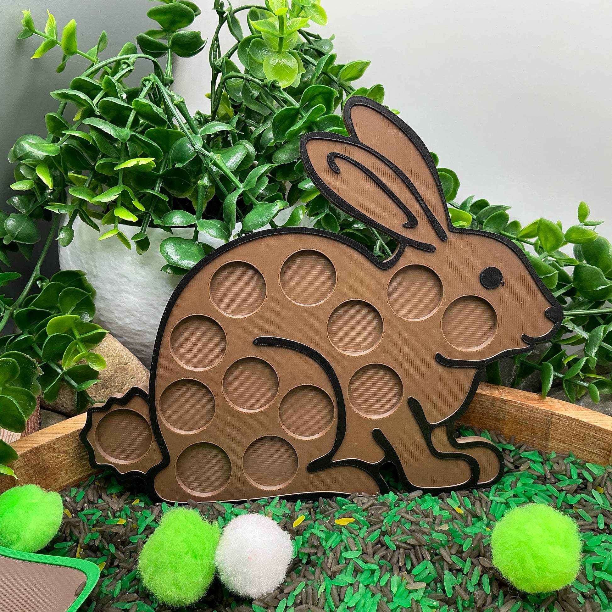 3D-printed animal shape board sensory set, 4 pieces - rabbit, mouse, swan and tree for pom-pom play - view 4 of 13