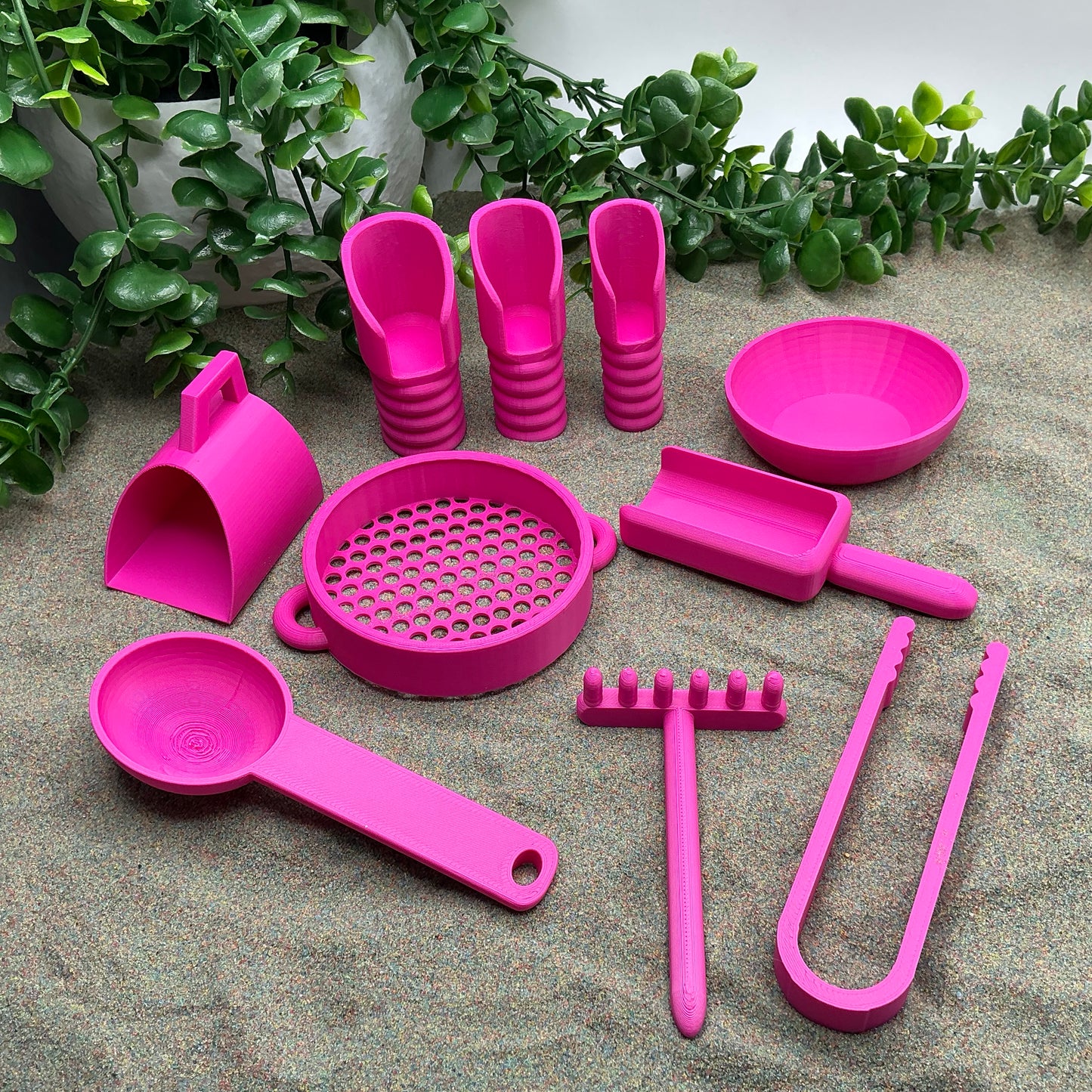Sensory Play Tools - 9 Piece Set (Tweezers, Scoops, Sieve & Rake)