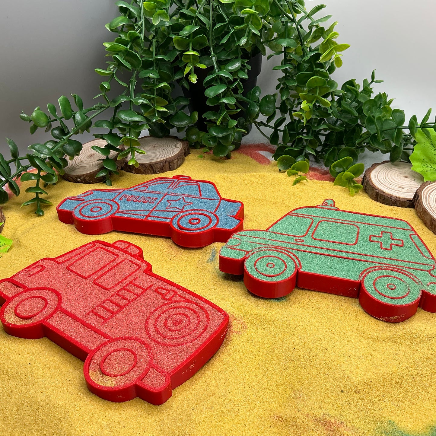 Red Emergency Vehicles Sensory Trays (Set of 3) Fire Engine Police & Ambulance M - View 6