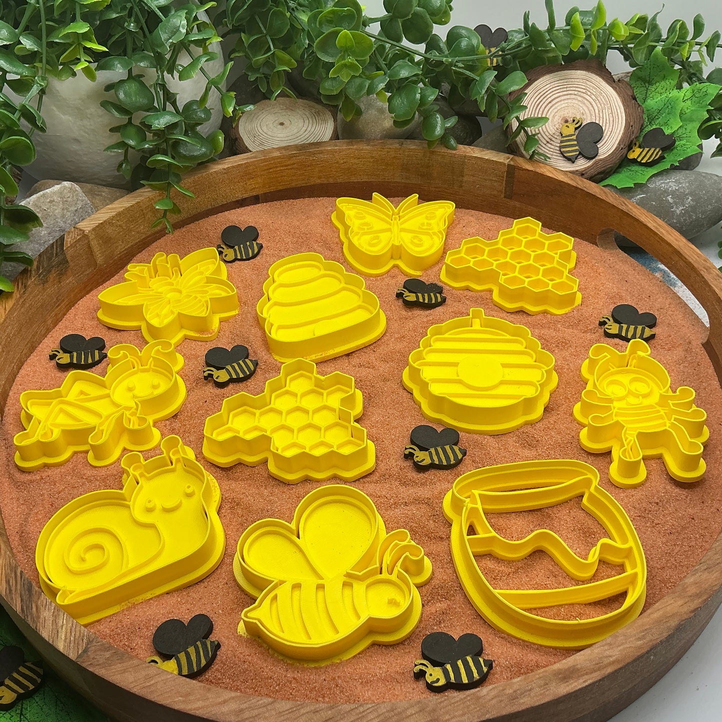 3D-printed spring garden insects play dough cookie cutter mega set - 11 piece with bee, hives, honeycomb, butterfly, wasp, ant, snail and grasshopper - view 8 of 10