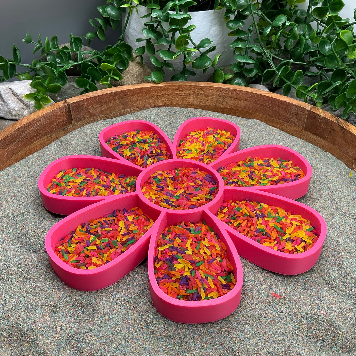 Large Flower Sensory Filling Tray - Petal-Compartment Design (Sand & Rice Tuff Tray)
