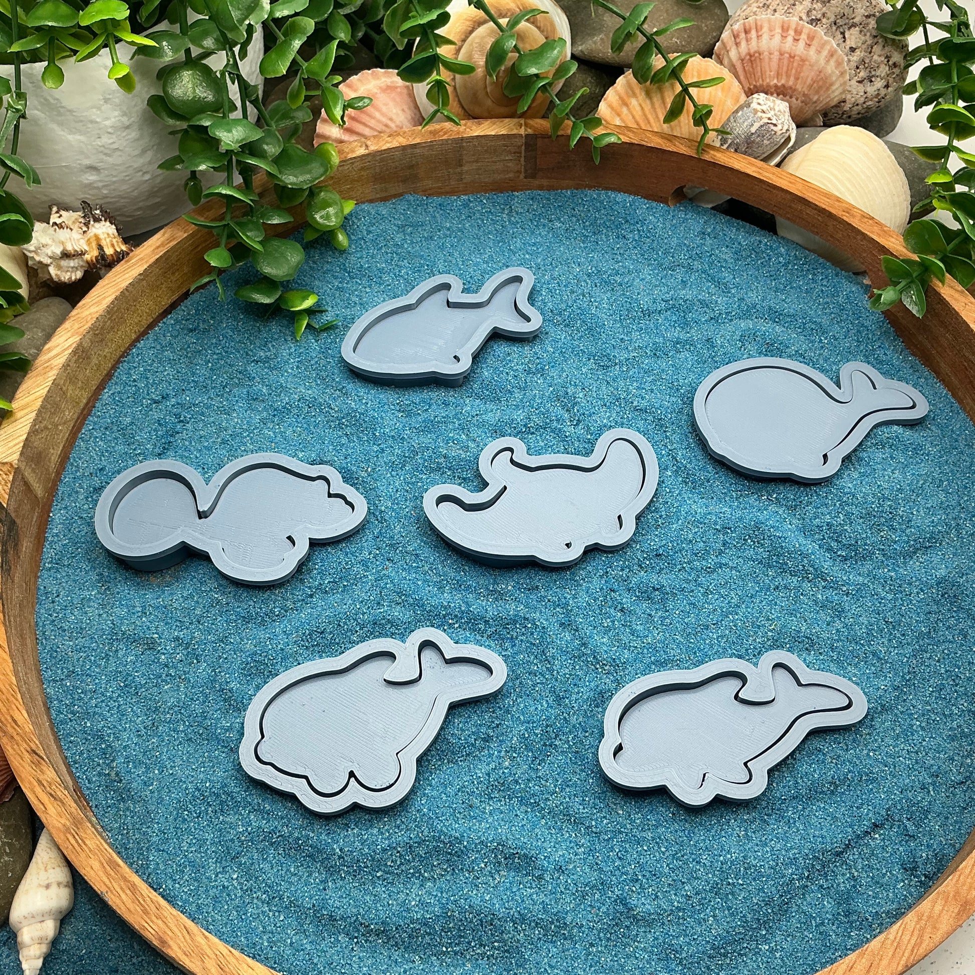 3D-printed sea animals play dough cookie cutter set - 6 piece with dolphins, whale, shark, stingray and turtle - view 7 of 9