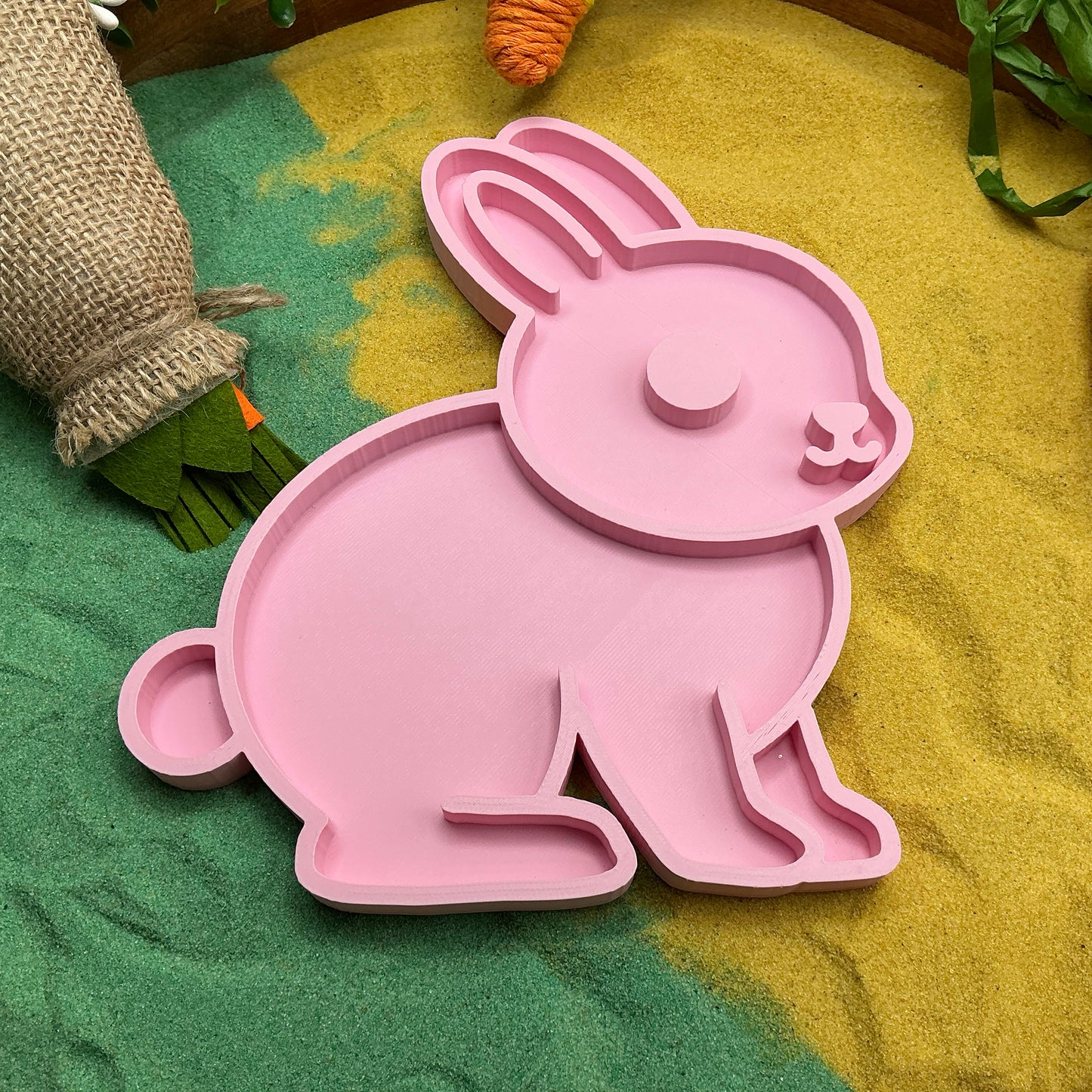 New Easter Rabbit Bunny 2 Piece Filling Tray Set Sand Sensory Filling Trays Oats, Sand, Rice Tuff Tray Play 3D Printed Eco Friendly