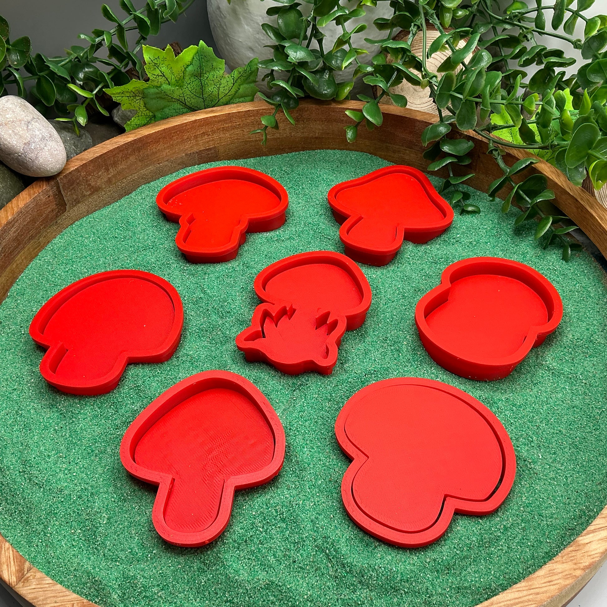 3D-printed garden mushroom and toadstool play dough cookie cutter set - 7 piece woodland and autumn theme - view 9 of 10