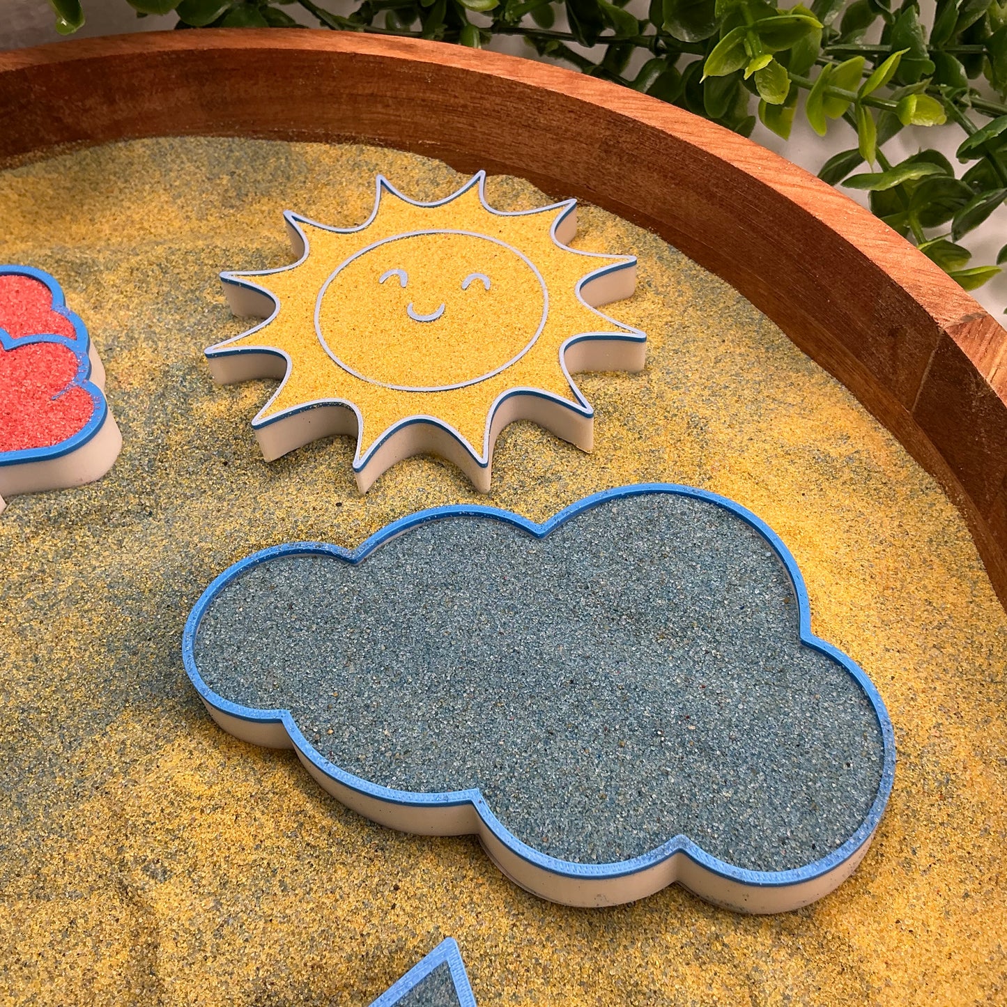 3D-printed weather sensory filling tray, 5-piece set with sun, rainbow, raindrop and two clouds - view 5 of 11
