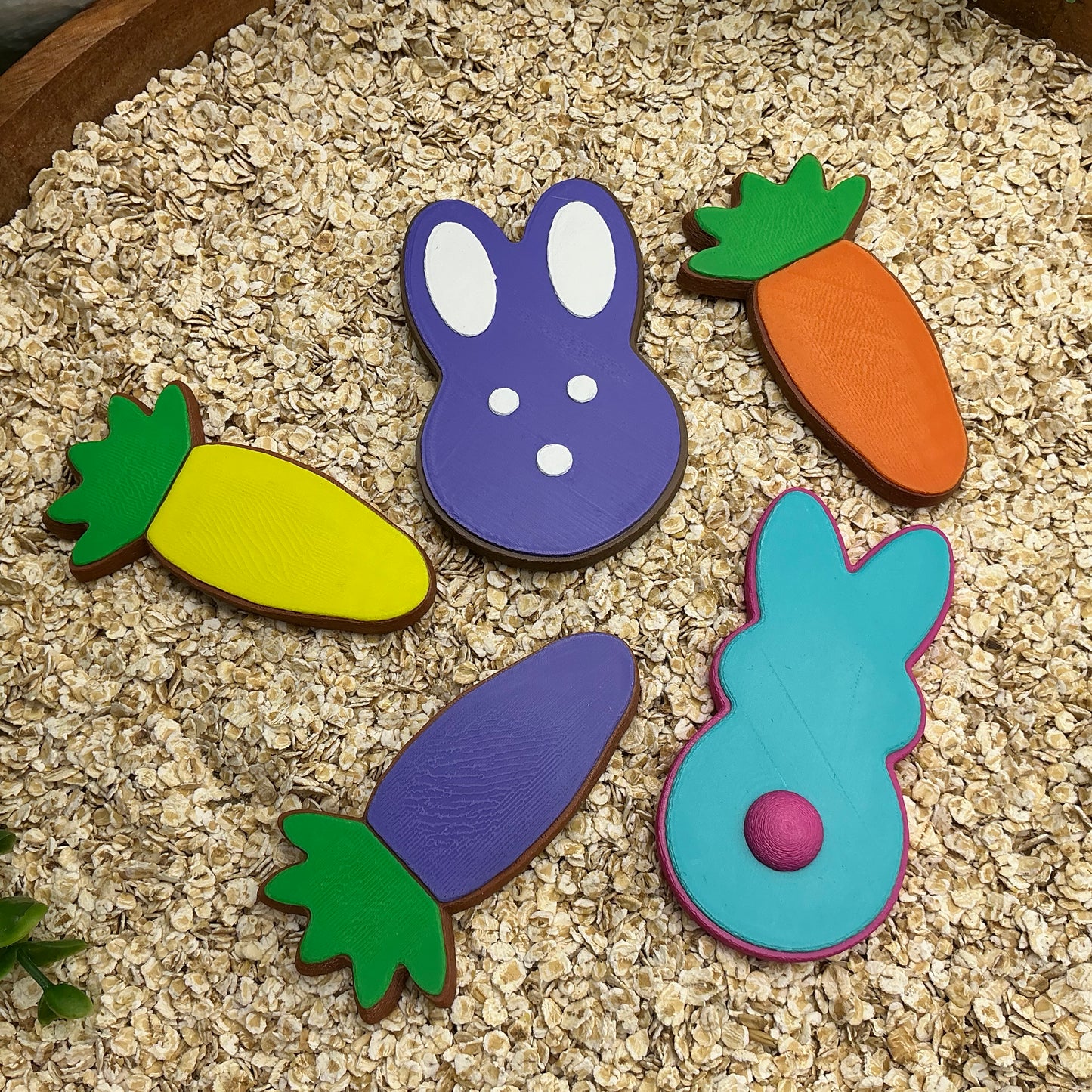 pretend food play kitchen role  play 5 piece set rabbit & carrots cookies