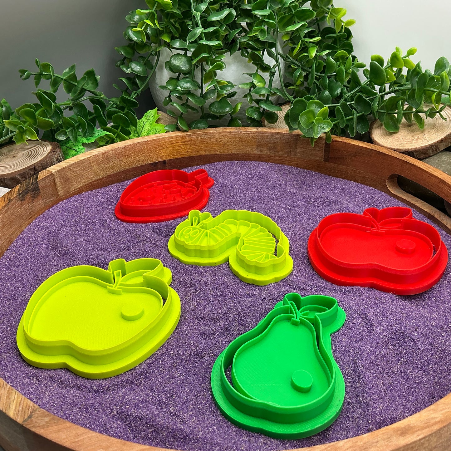 3D-printed caterpillar and fruit cookie cutter set - 5 piece for Very Hungry Caterpillar play dough storytime - view 8 of 12