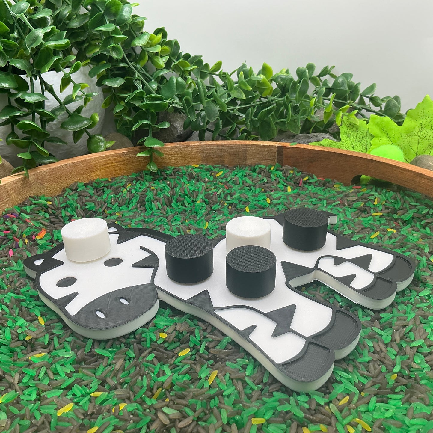 3D-printed zebra thread peg board sensory toy with screw-on nuts - fine motor and pre-writing skill builder - view 3 of 7