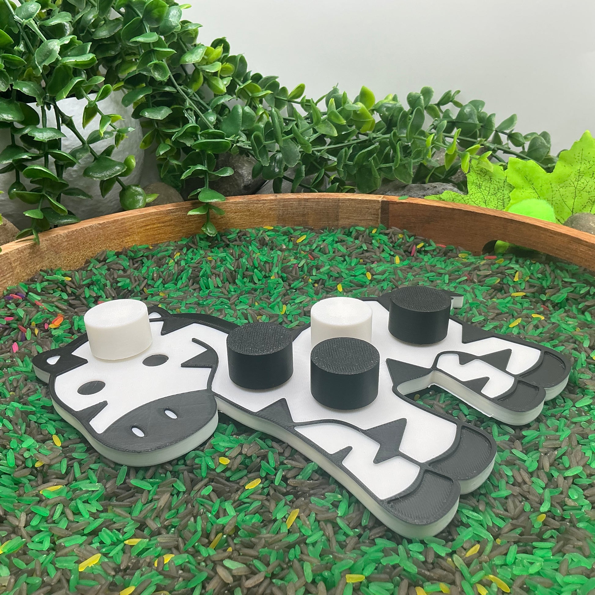 3D-printed zebra thread peg board sensory toy with screw-on nuts - fine motor and pre-writing skill builder - view 3 of 7