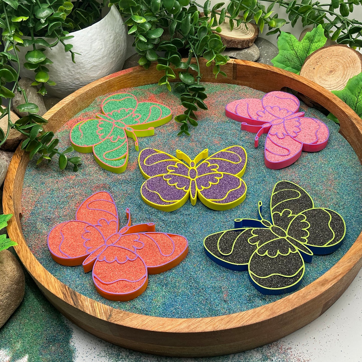 Butterfly fill shapes 5 piece set tuff tray sensory play
