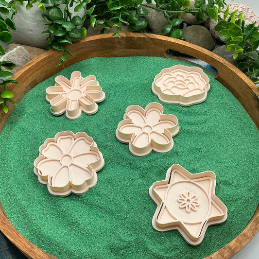 3D-printed flower garden play dough cookie cutter set - 5 piece spring and summer garden theme - view 1 of 10