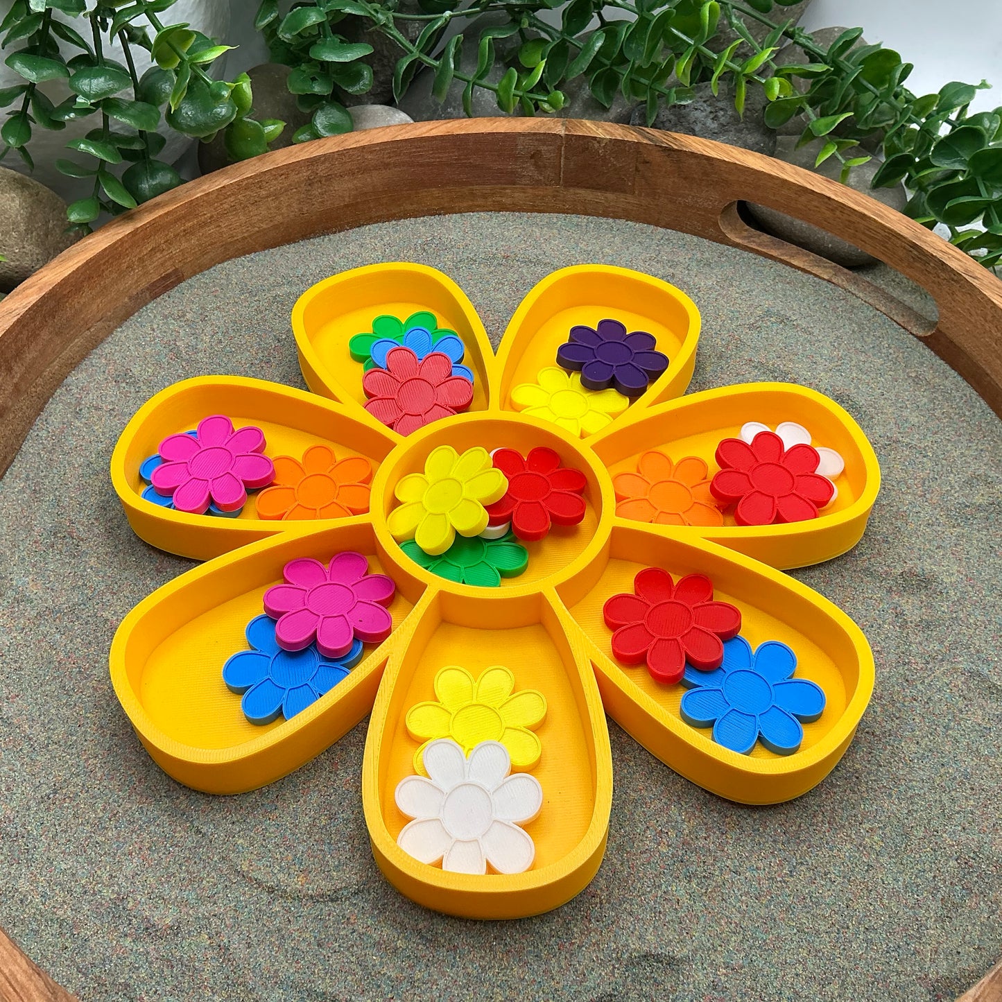 3D-printed large flower fill shape paired with 40 small flower counters in 8 colours - sensory maths bundle - view 3 of 3